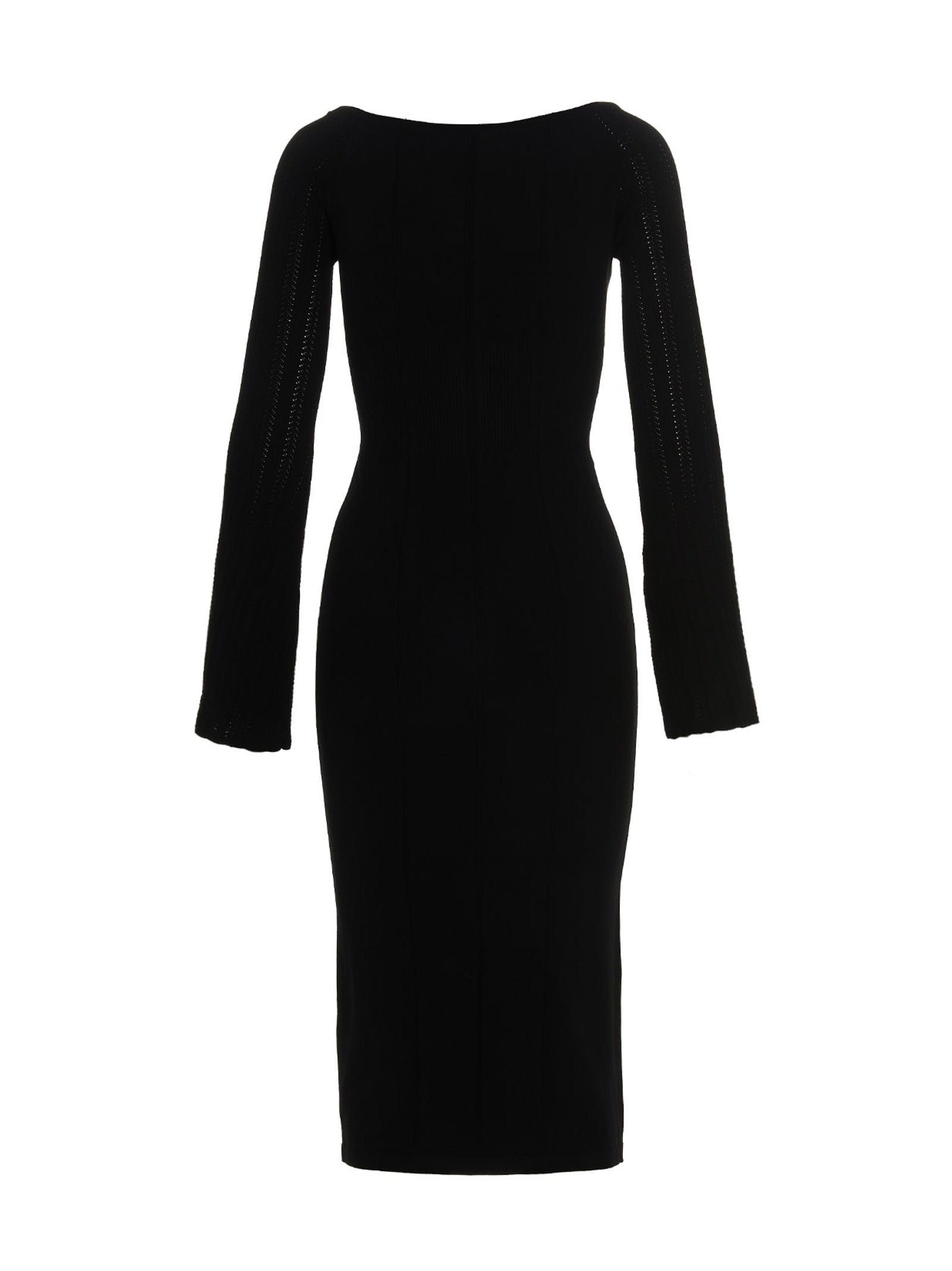 Shop Ermanno Scervino Knitted Midi Dress In Black