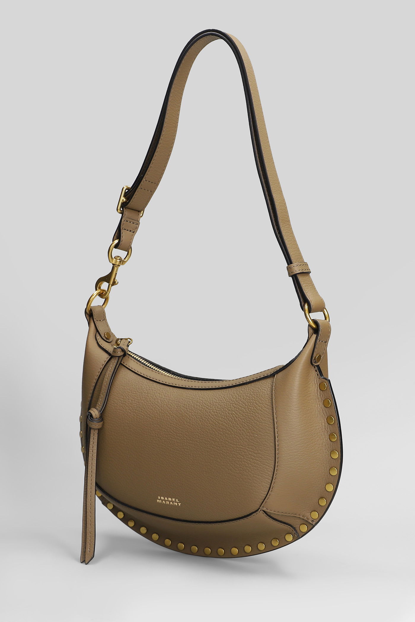 Isabel Marant Oskan Moon Shoulder Bag In Khaki Leather In Brown
