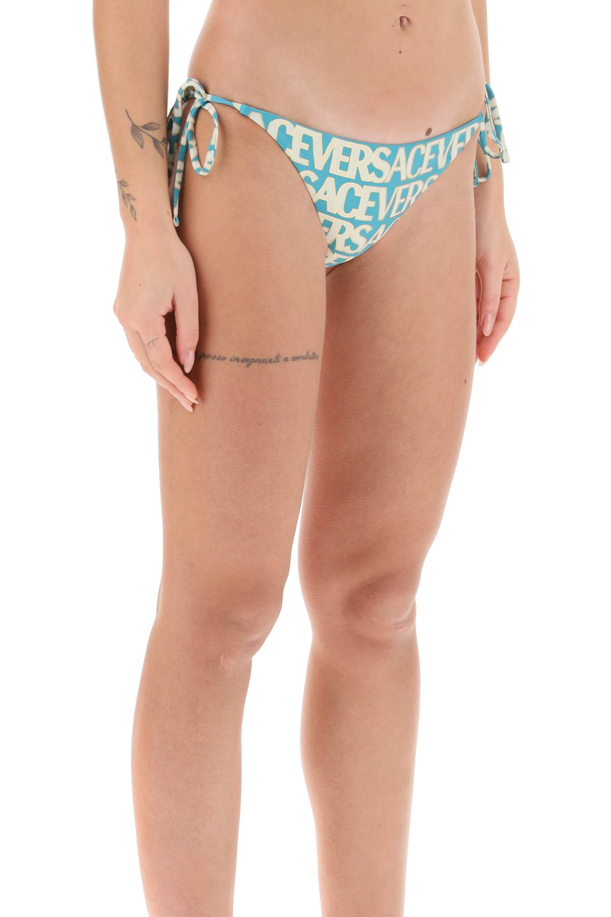 Shop Versace Allover Bikini Bottom In Turquoise Avory (light Blue)