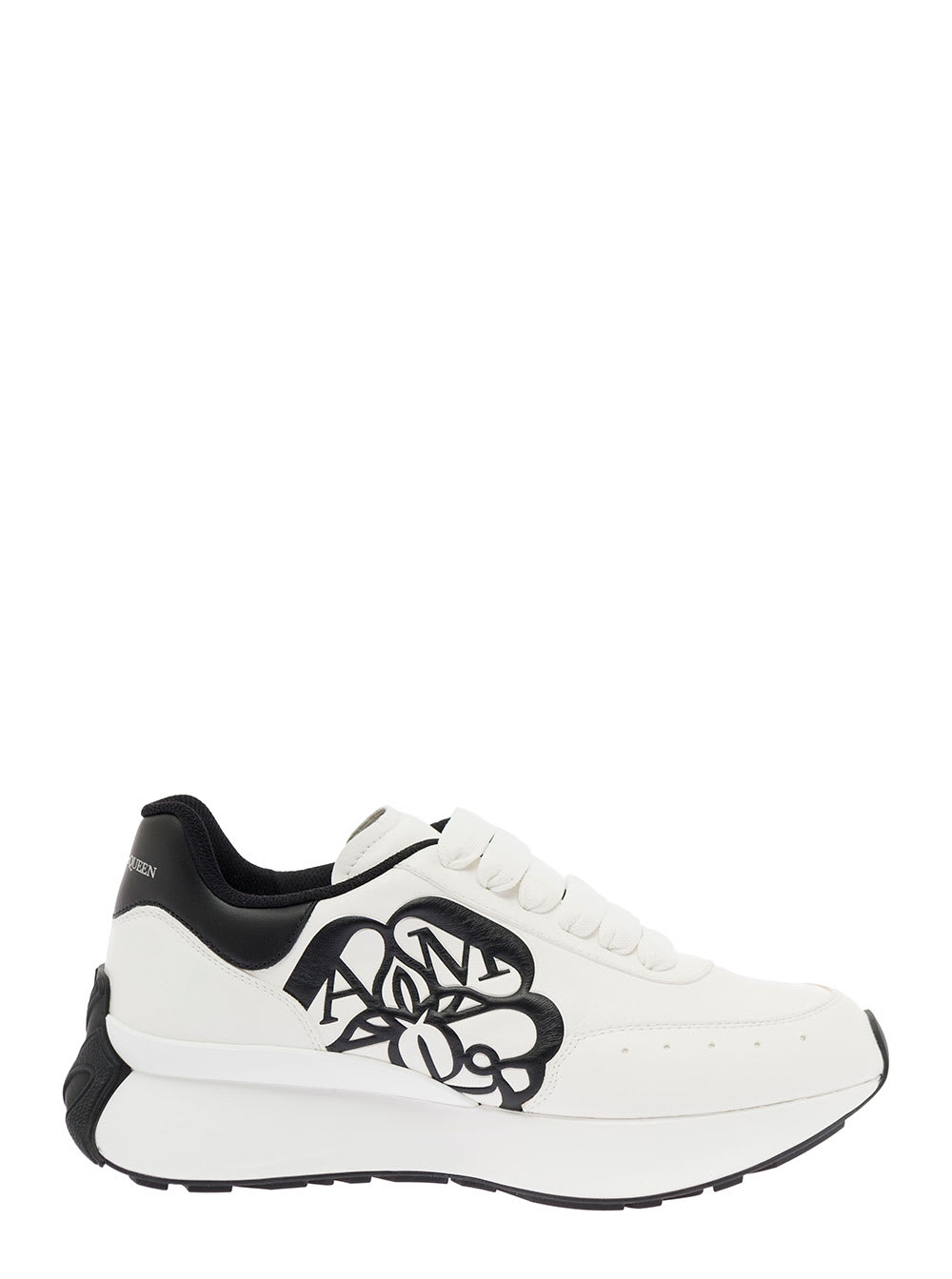 Alexander Mcqueen Womans White Leather Sneakers With Logo