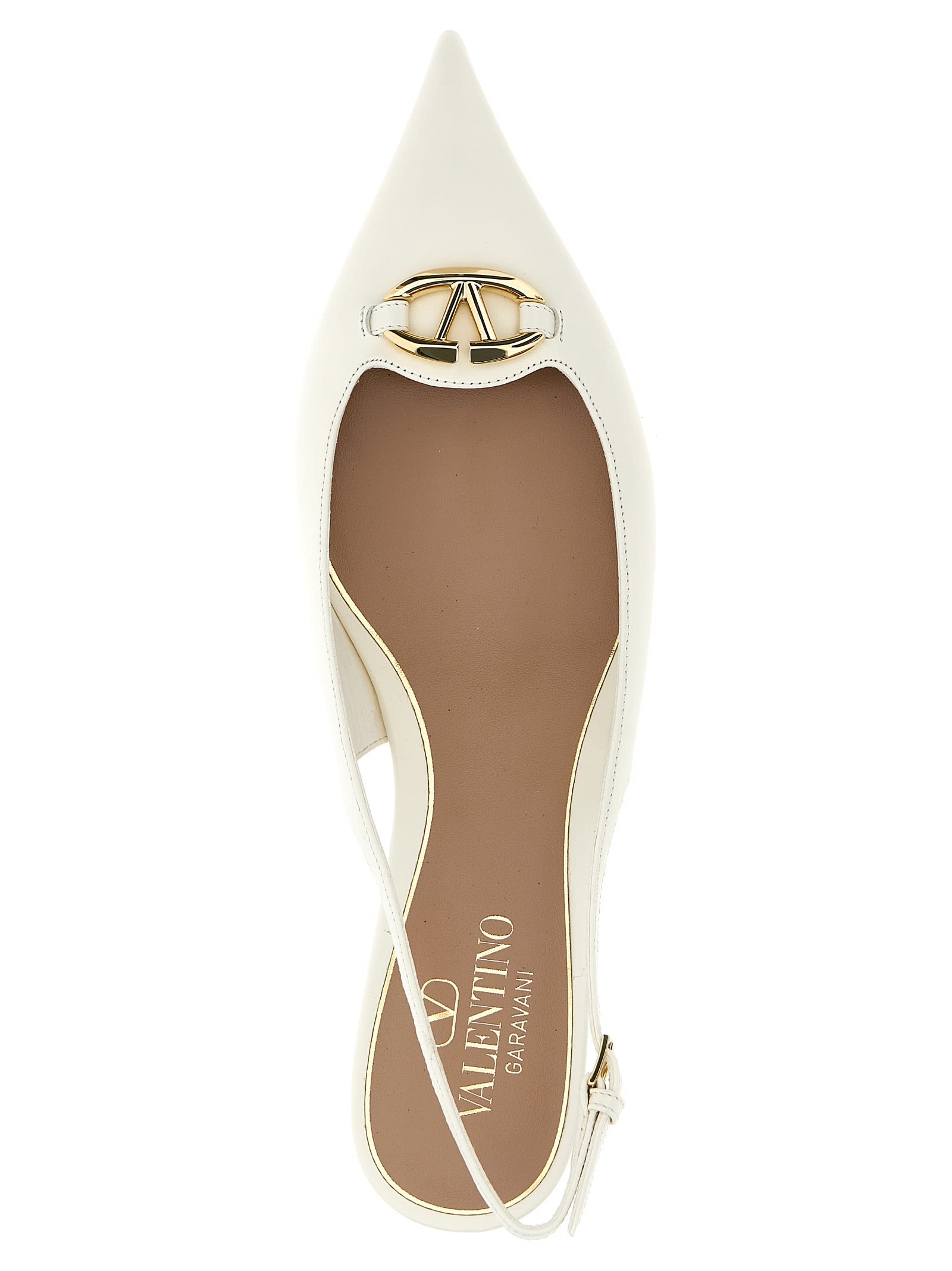 Valentino Slingback Vlogo Ballerina In White