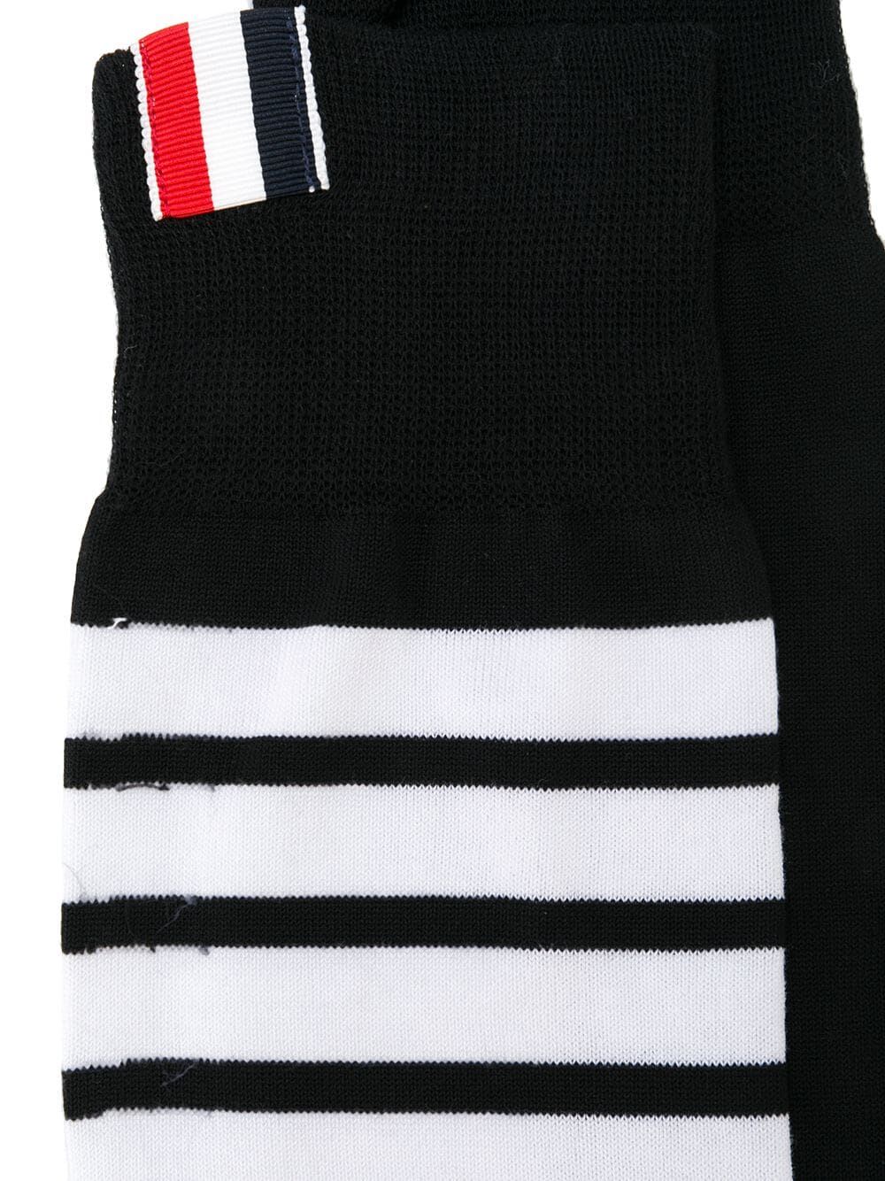 Shop Thom Browne Mid Calf Socks With 4 Bar In Navy