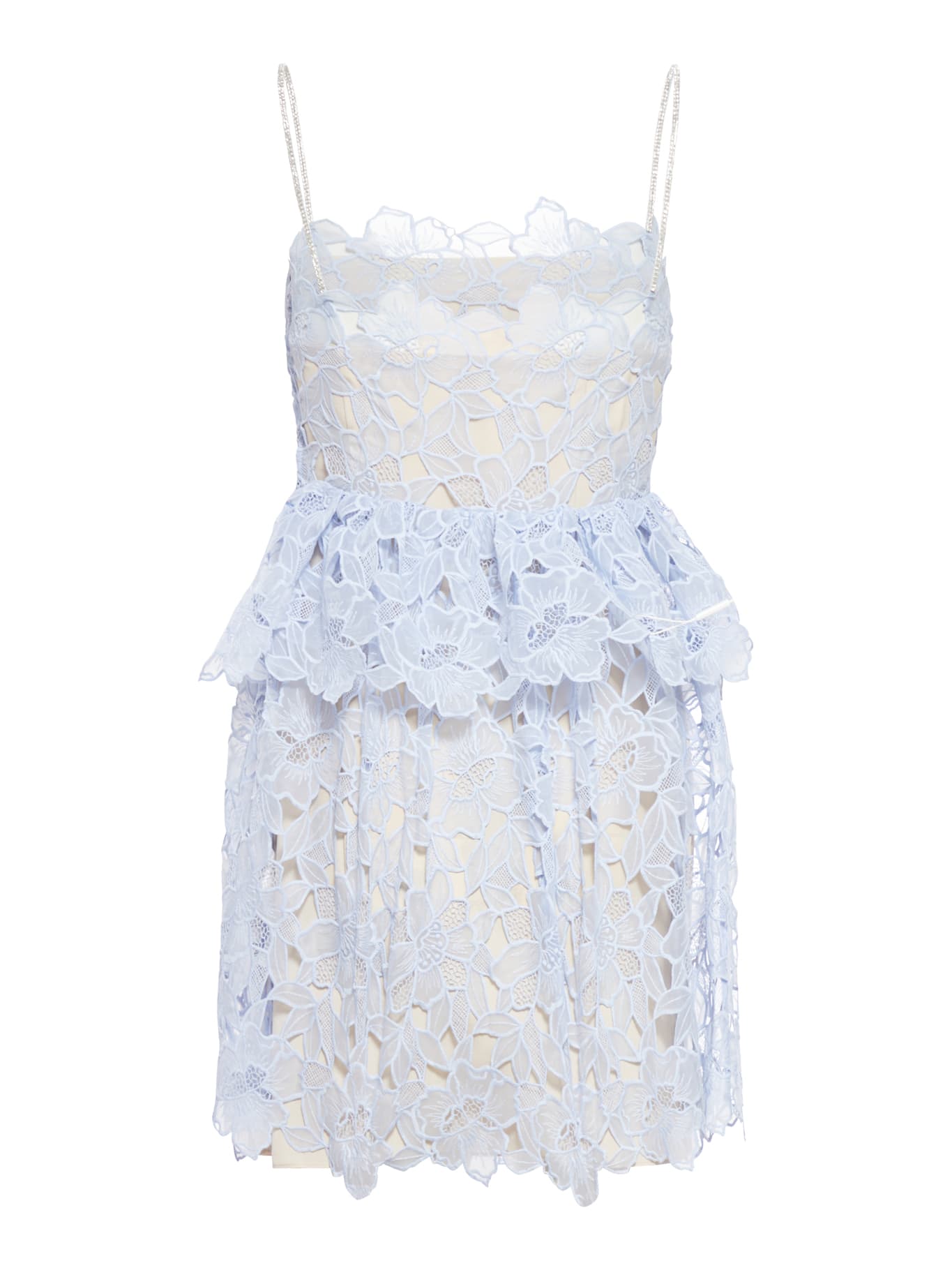 Shop Self-portrait Organza Mini Dress In Blue