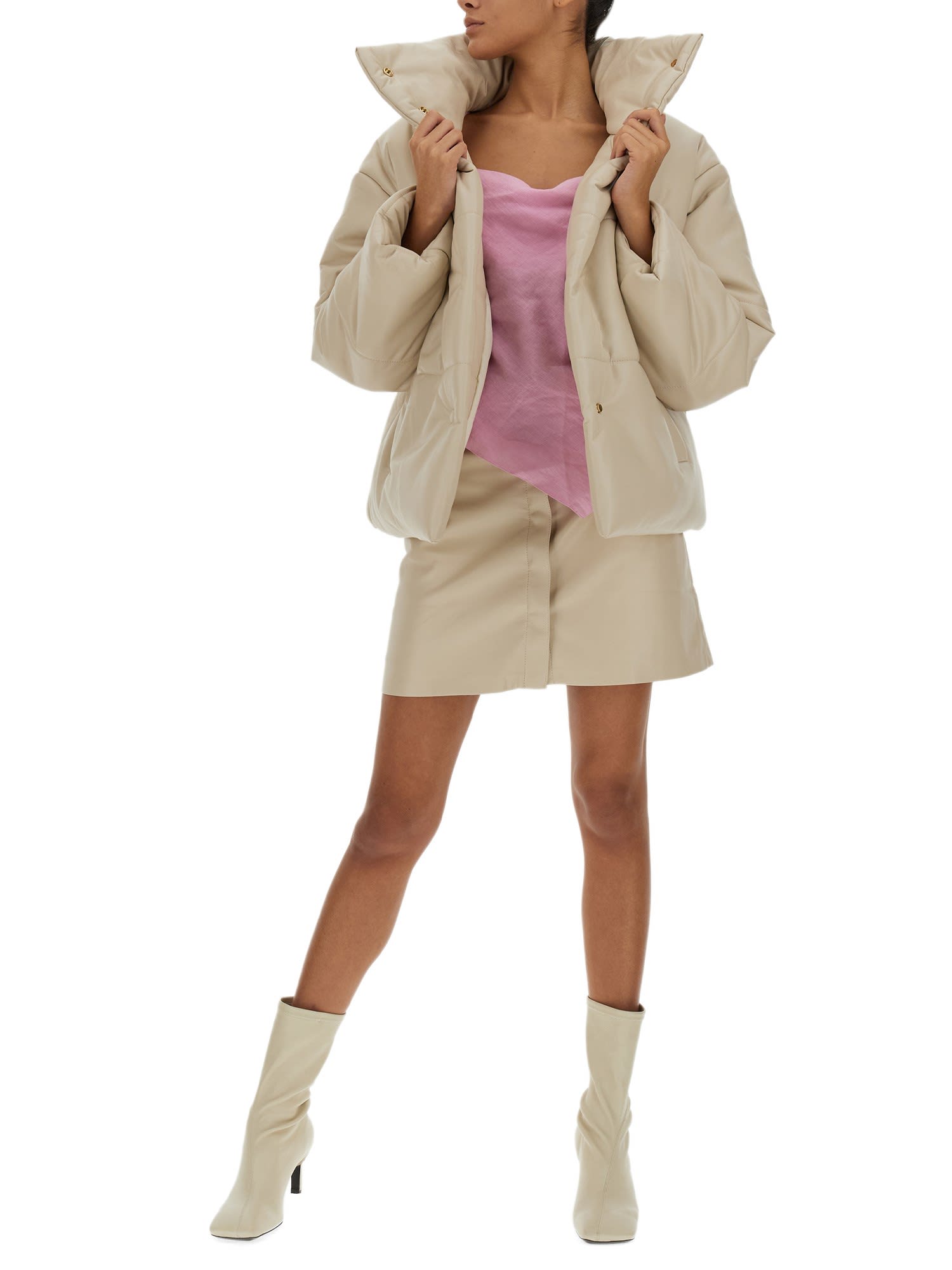Nanushka Belted Skirt In Creme