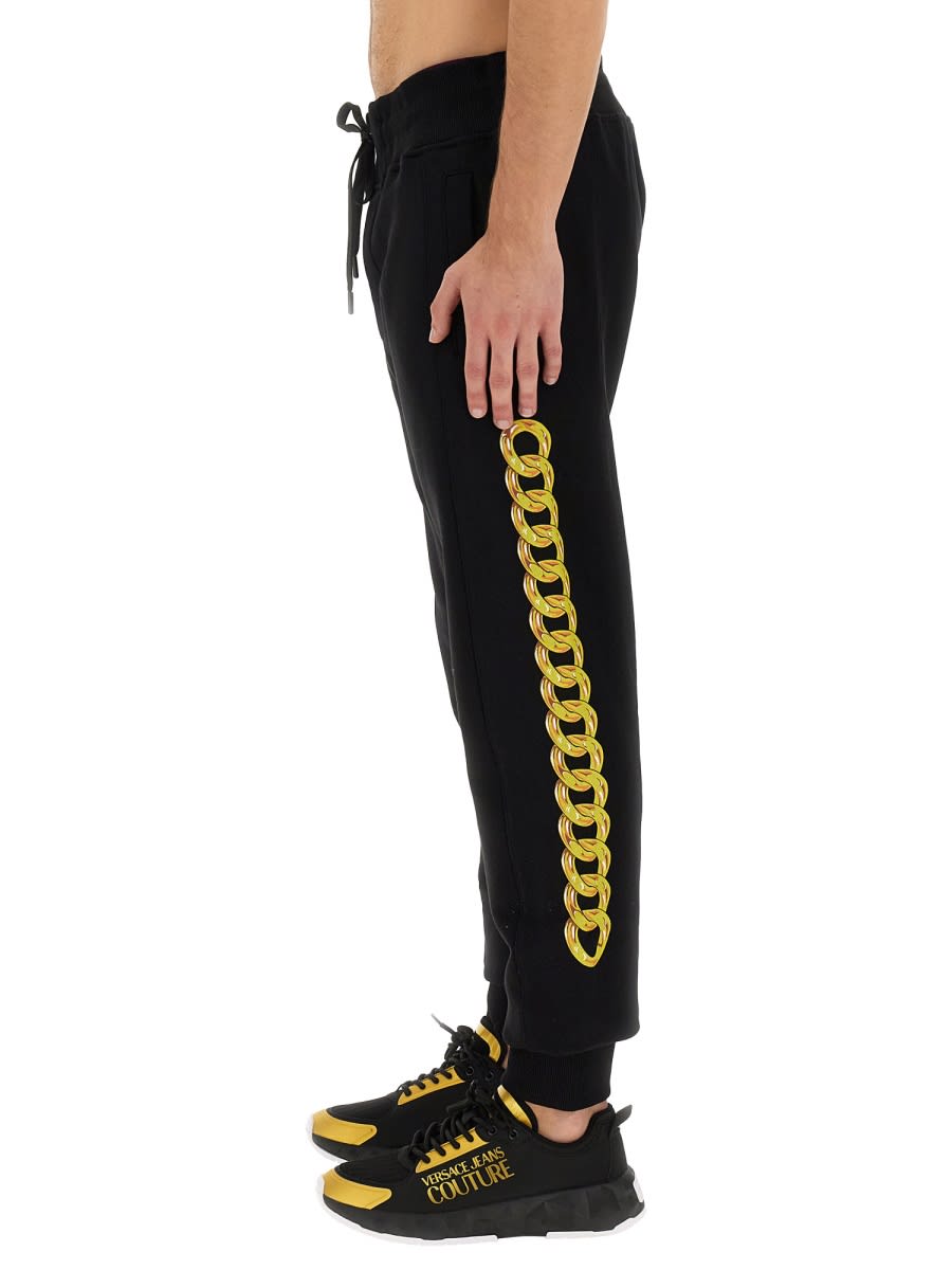 Shop Versace Jeans Couture Jogging Pants Chain In Black