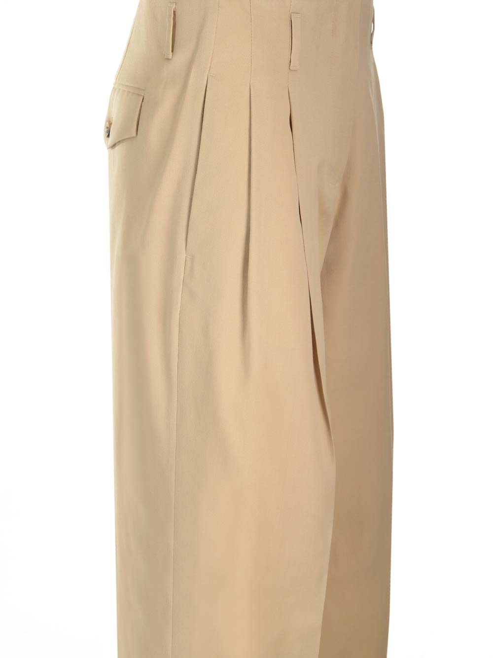 Shop Golden Goose Wide Trousers With Pleats In Beige