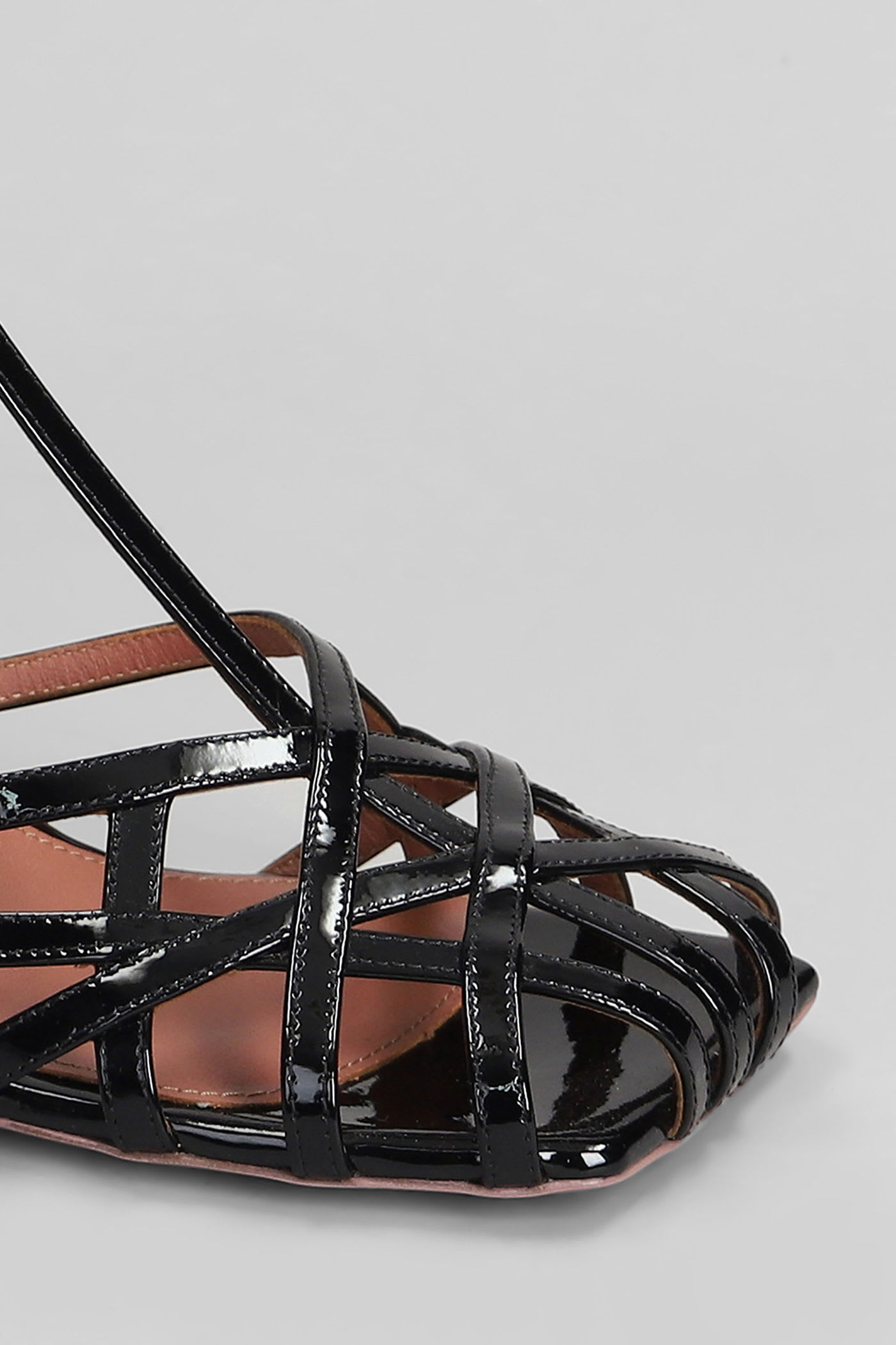 Aldo Castagna Manila Sandals In Black Patent Leather In Multi