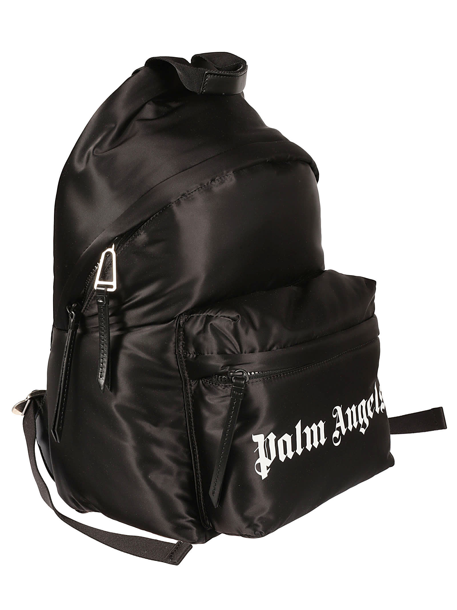 Shop Palm Angels Logo Print Nylon Backpack In Nero/bianco