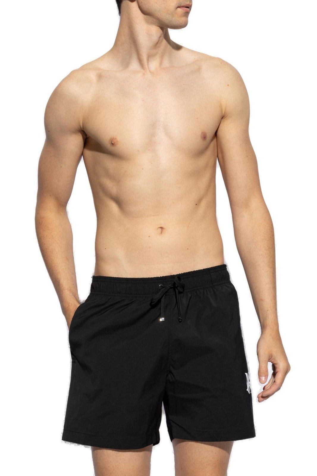 Shop Amiri Ma Printed Swim Shorts In Black