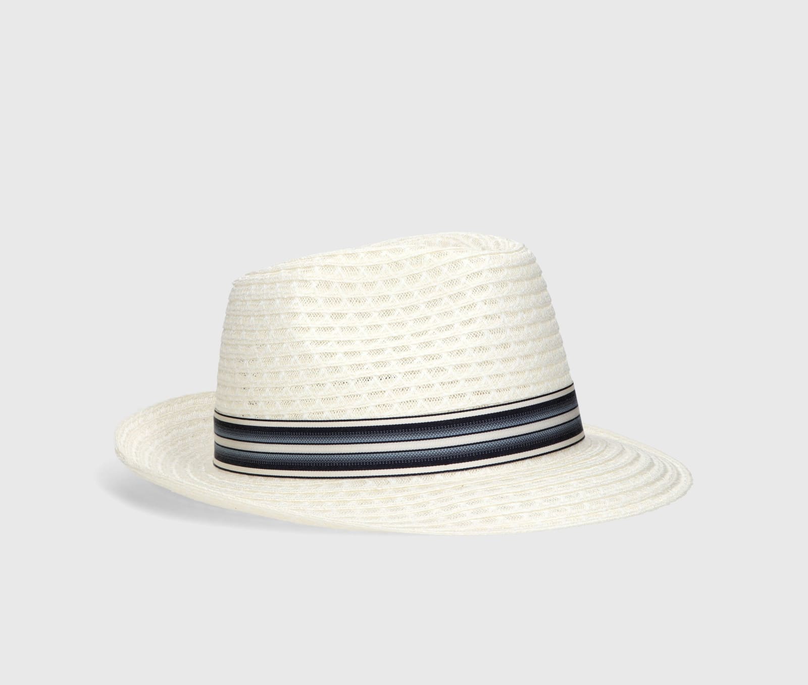 Shop Borsalino Edward Braided Cotton Hemp In Cream, Blue/white Hat Band