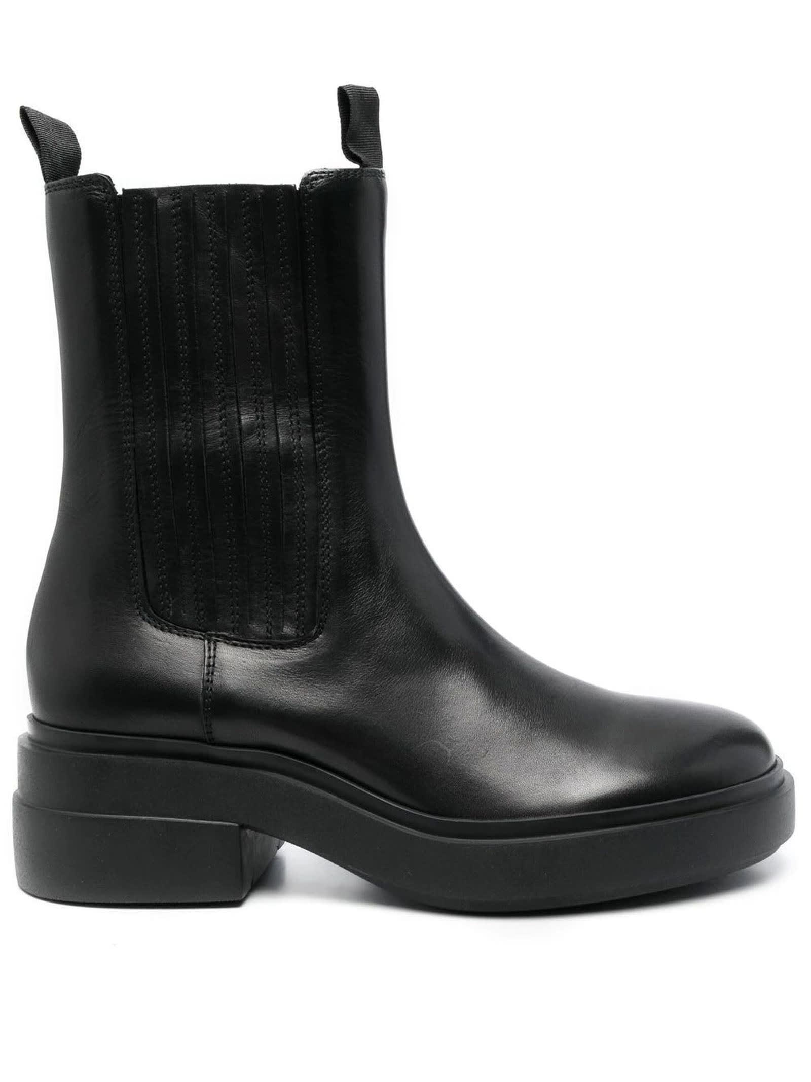 Vic Matié Knight Black Beatle Boots In Semi-glossy Calfskin