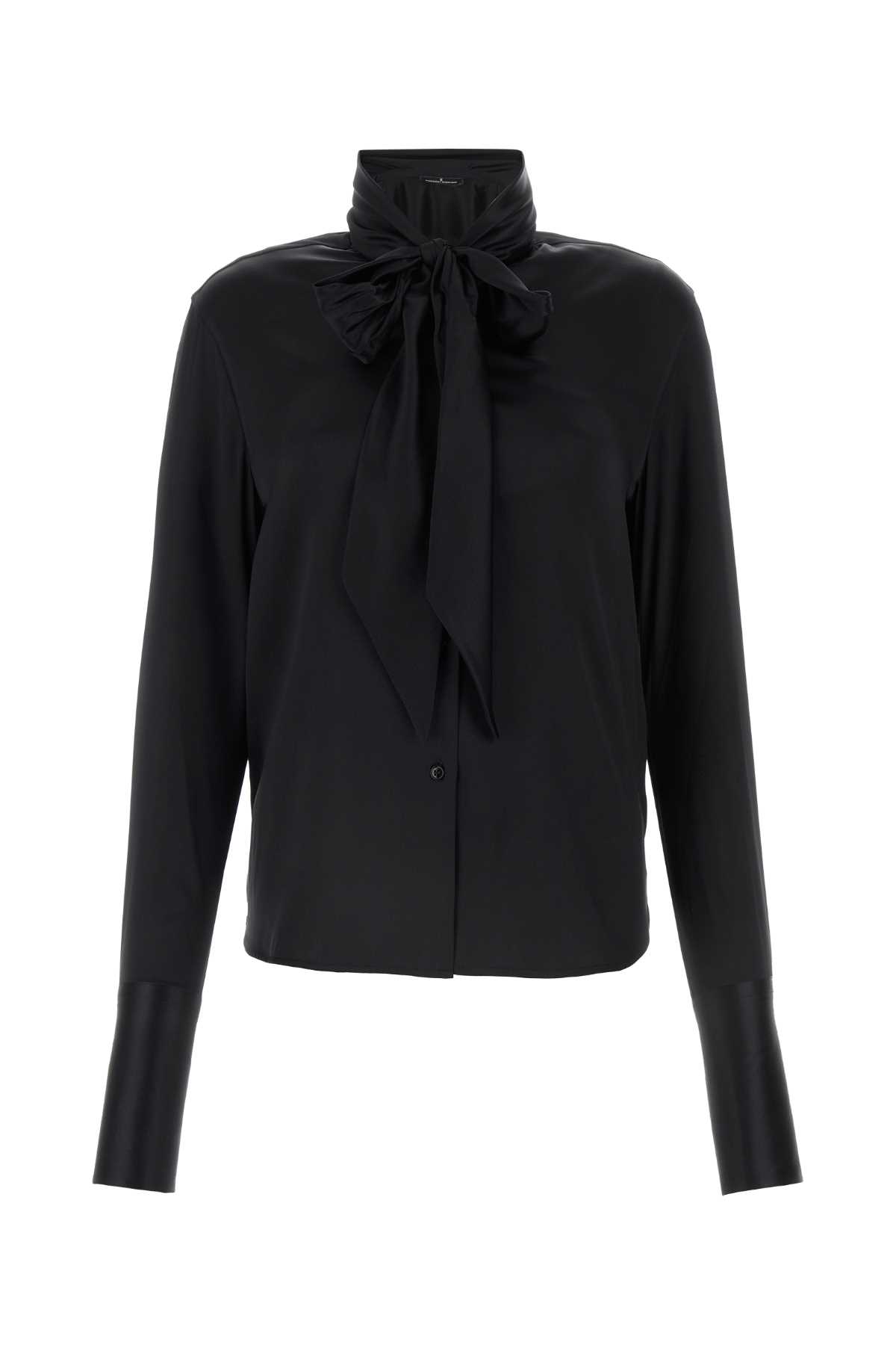 Shop Ermanno Scervino Black Stretch Satin Shirt In Nero