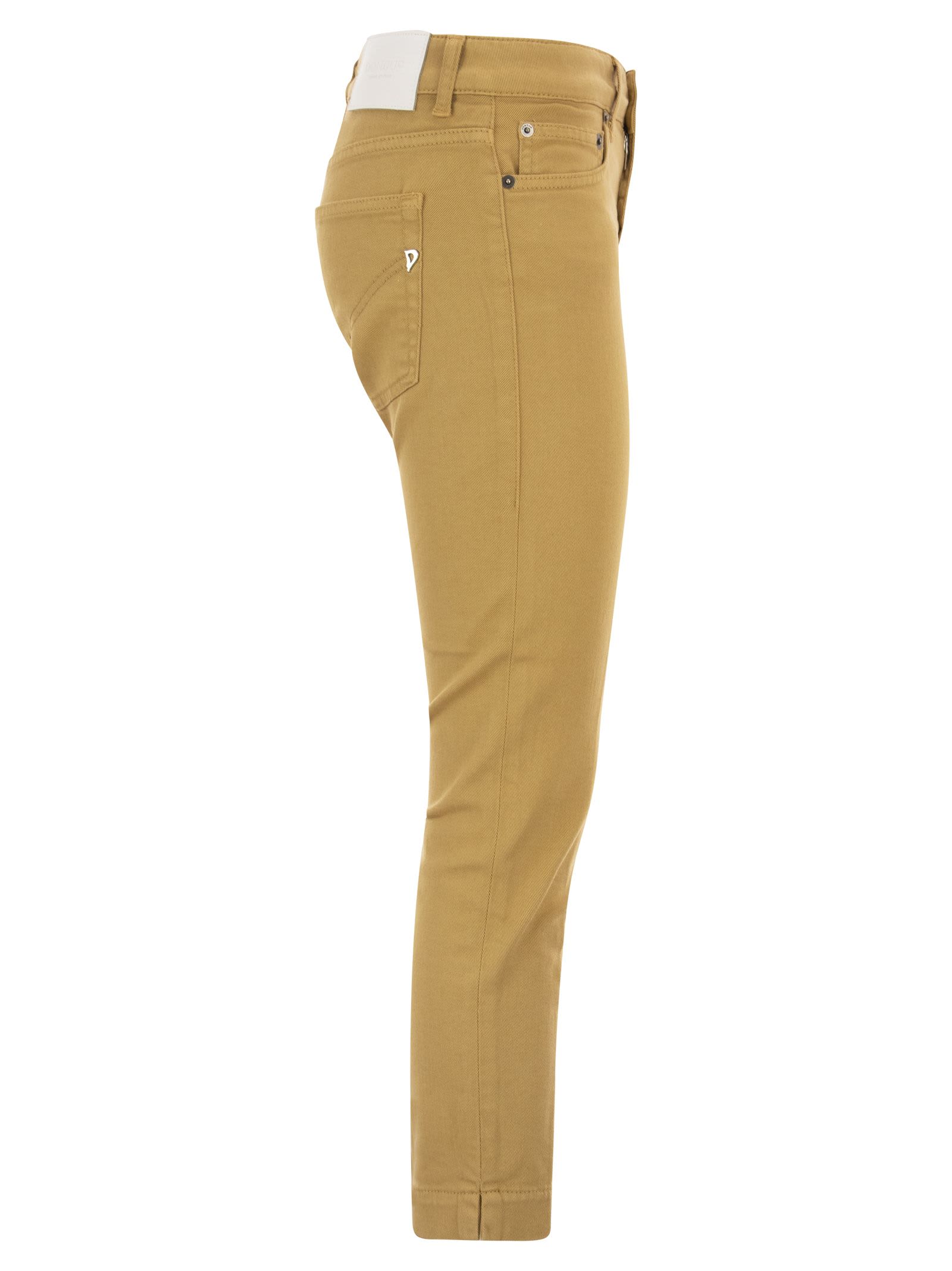 Shop Dondup Rose Cropped Stretch Cotton Trousers In Mustard