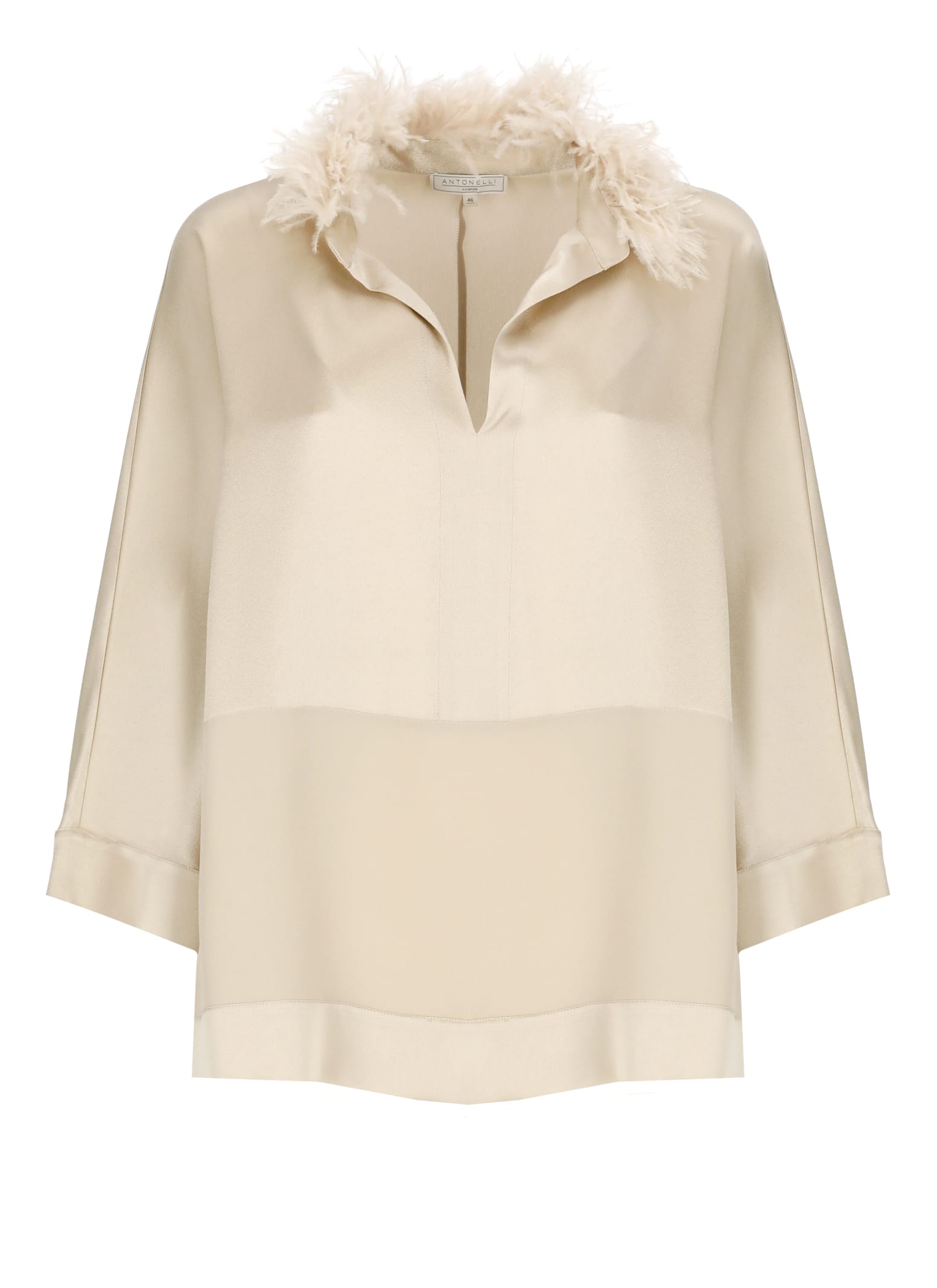 Antonelli Relaxed Fit Beige Top With V-neckline