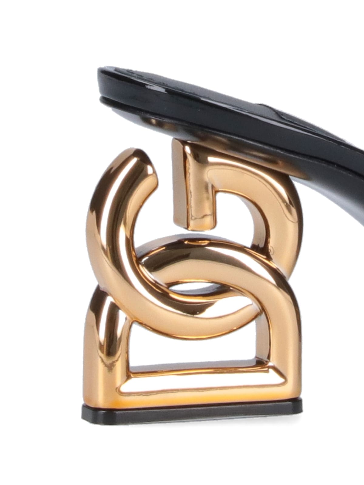 Dolce & Gabbana 75 Patent Leather Dg Heel Mules In Black