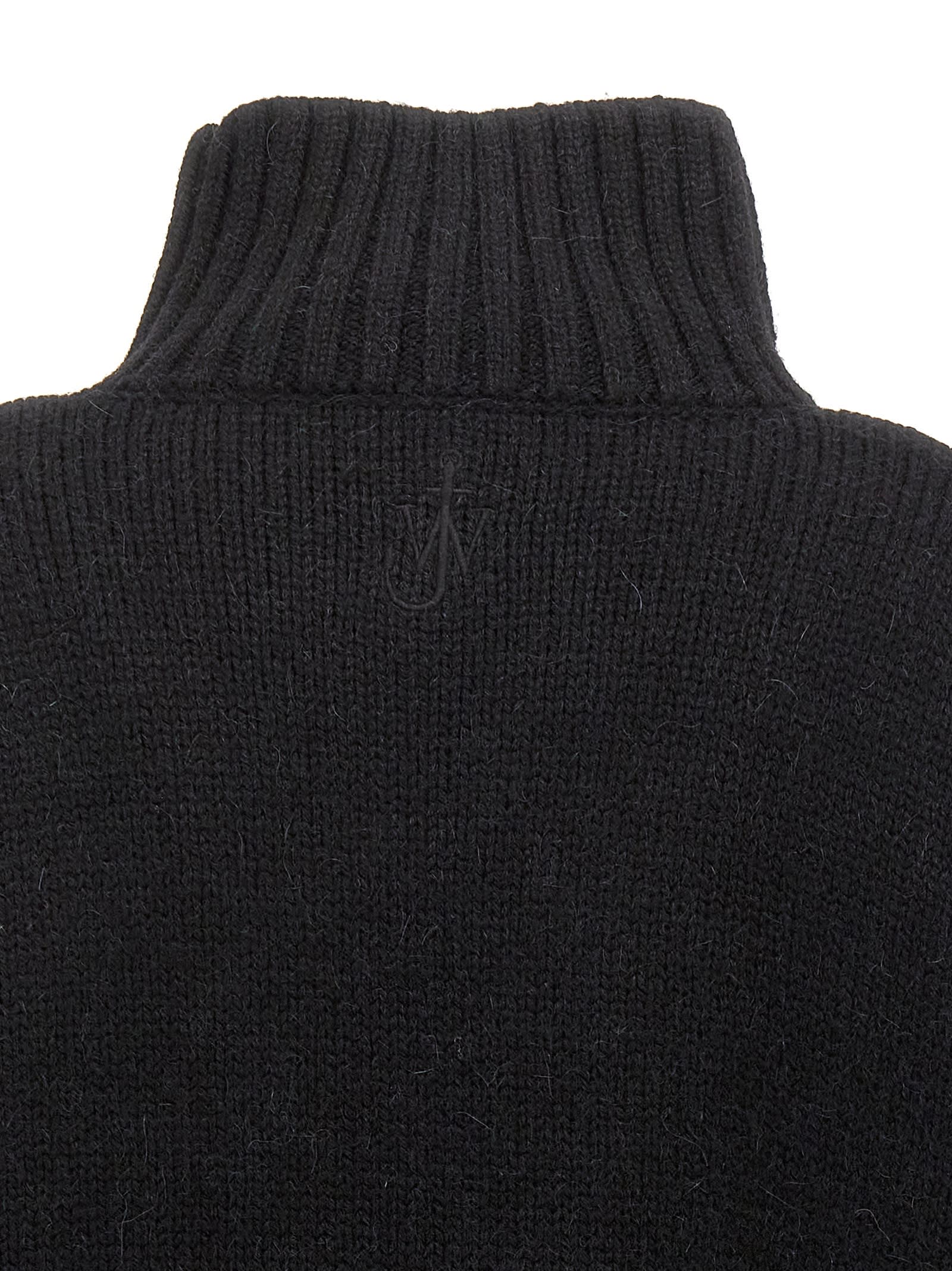 Shop Jw Anderson Leather Patch Pocket Sweater In Black