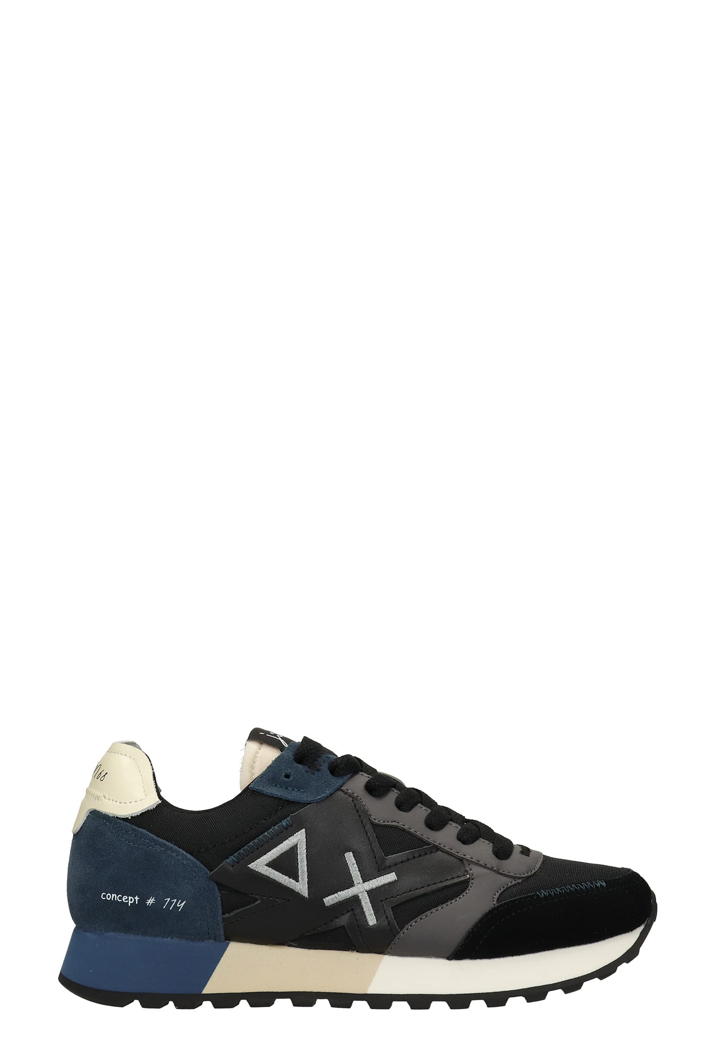 Sun 68 Uncle Jaki Sneakers In Black Suede And Fabric