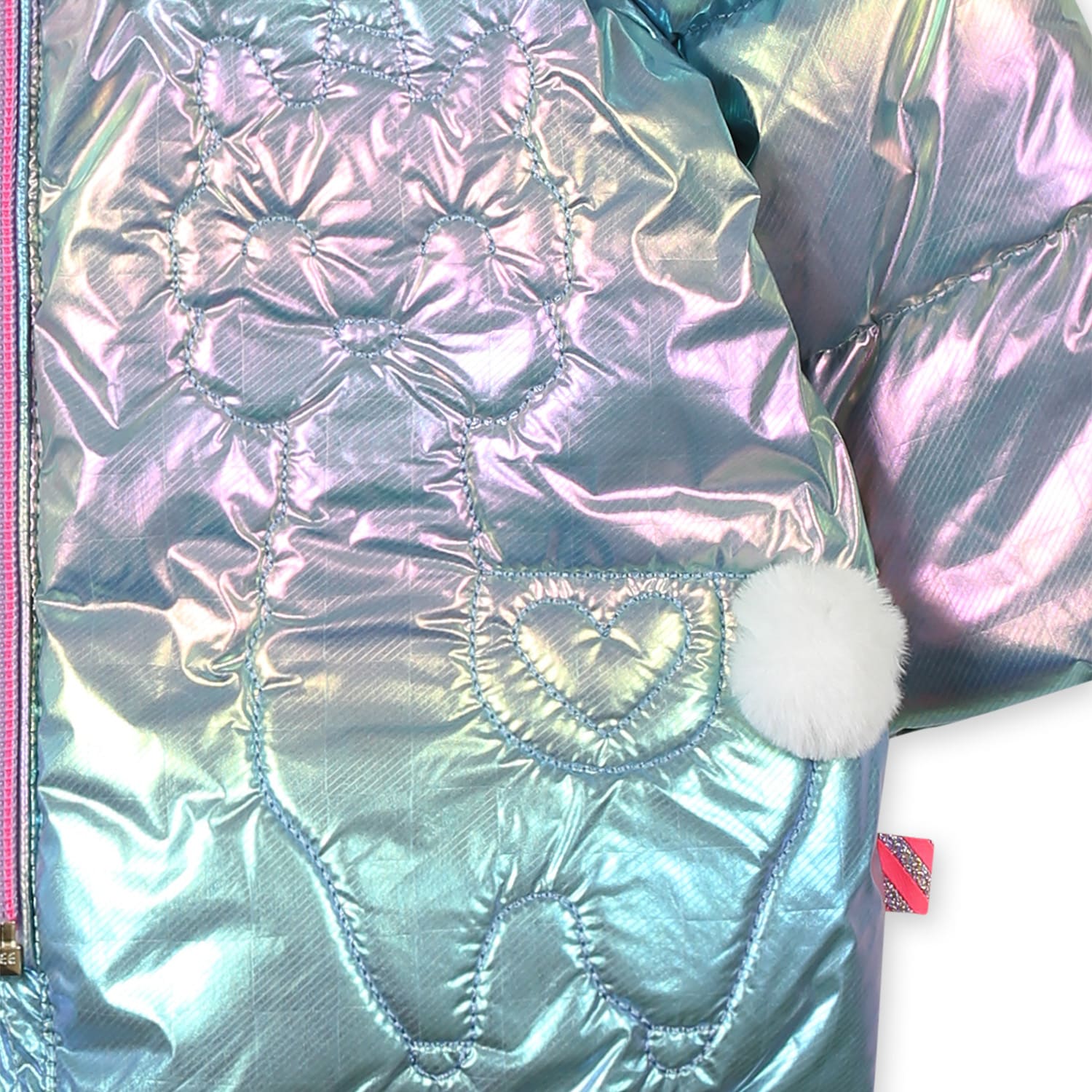 BILLIEBLUSH MULTICOLOUR DOWN JACKET FOR BABY GIRL WITH POM POMS