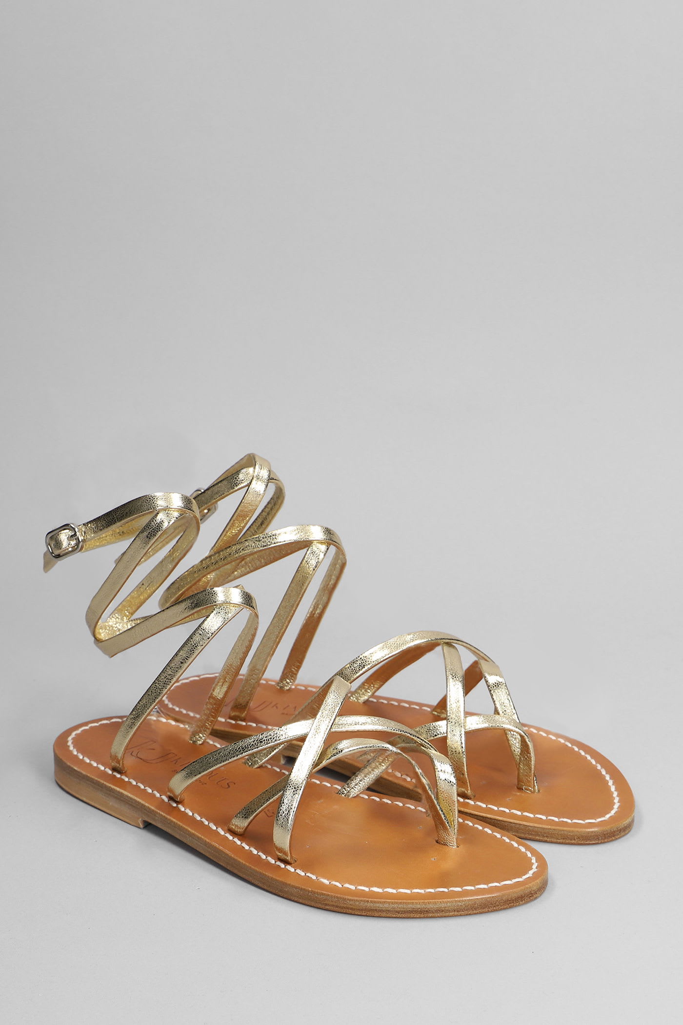 Kjacques K Jacques Metallic Leather Zenobie Flat Sandals