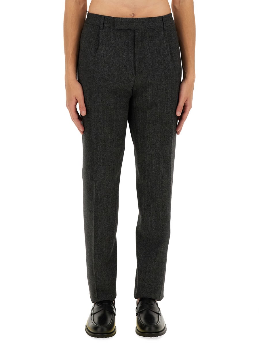 Shop Lardini Straight Leg Pants In Charcoal