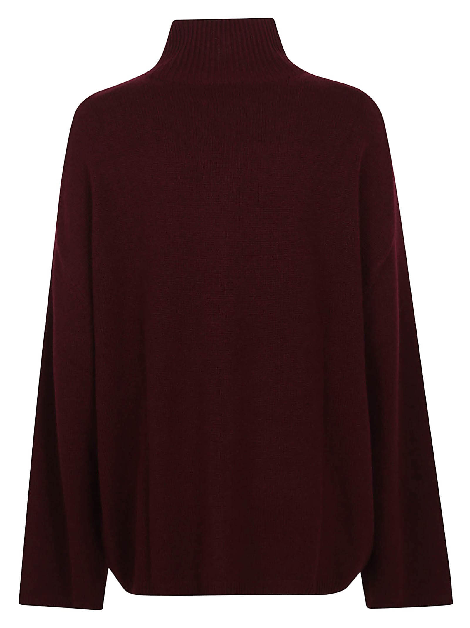 Allude Cashmere Mockneck Sweater With Relaxed Silhouette In Burgundy