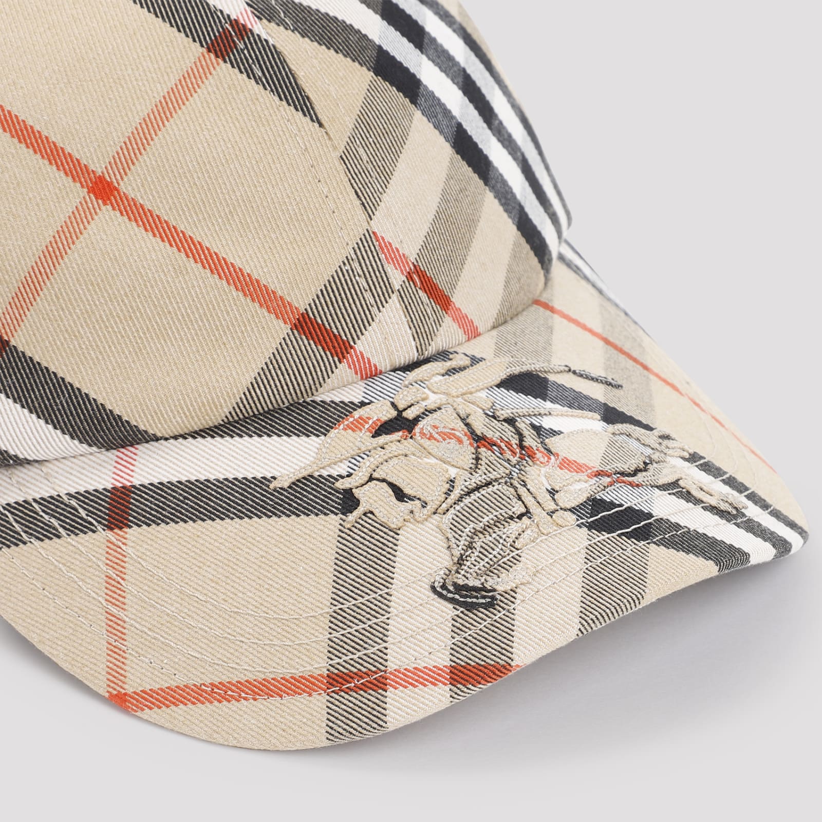 Shop Burberry Check Baseball Hat In Sand