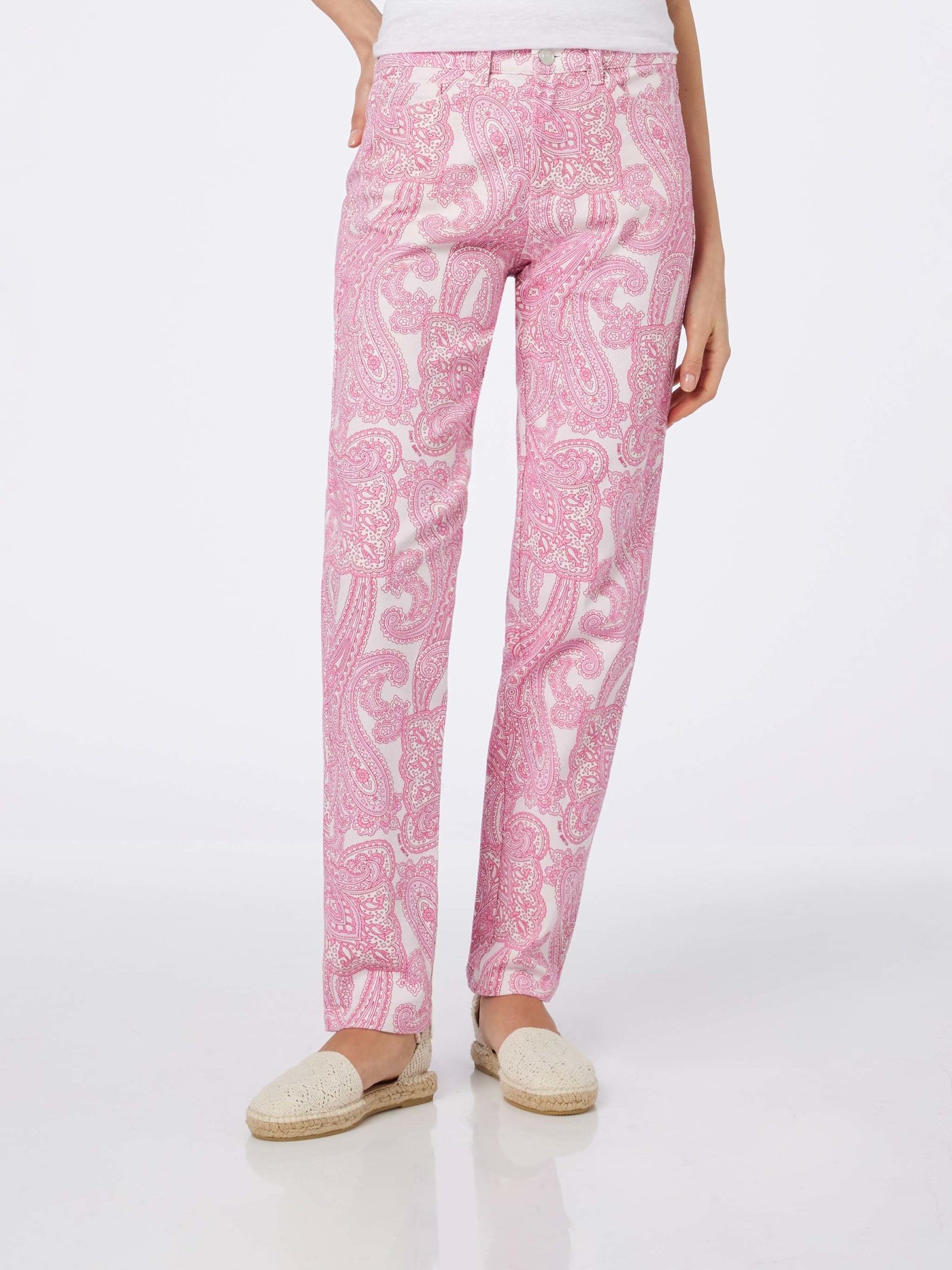 Shop Mc2 Saint Barth Woman Pink Paisley Print Denim Belleville