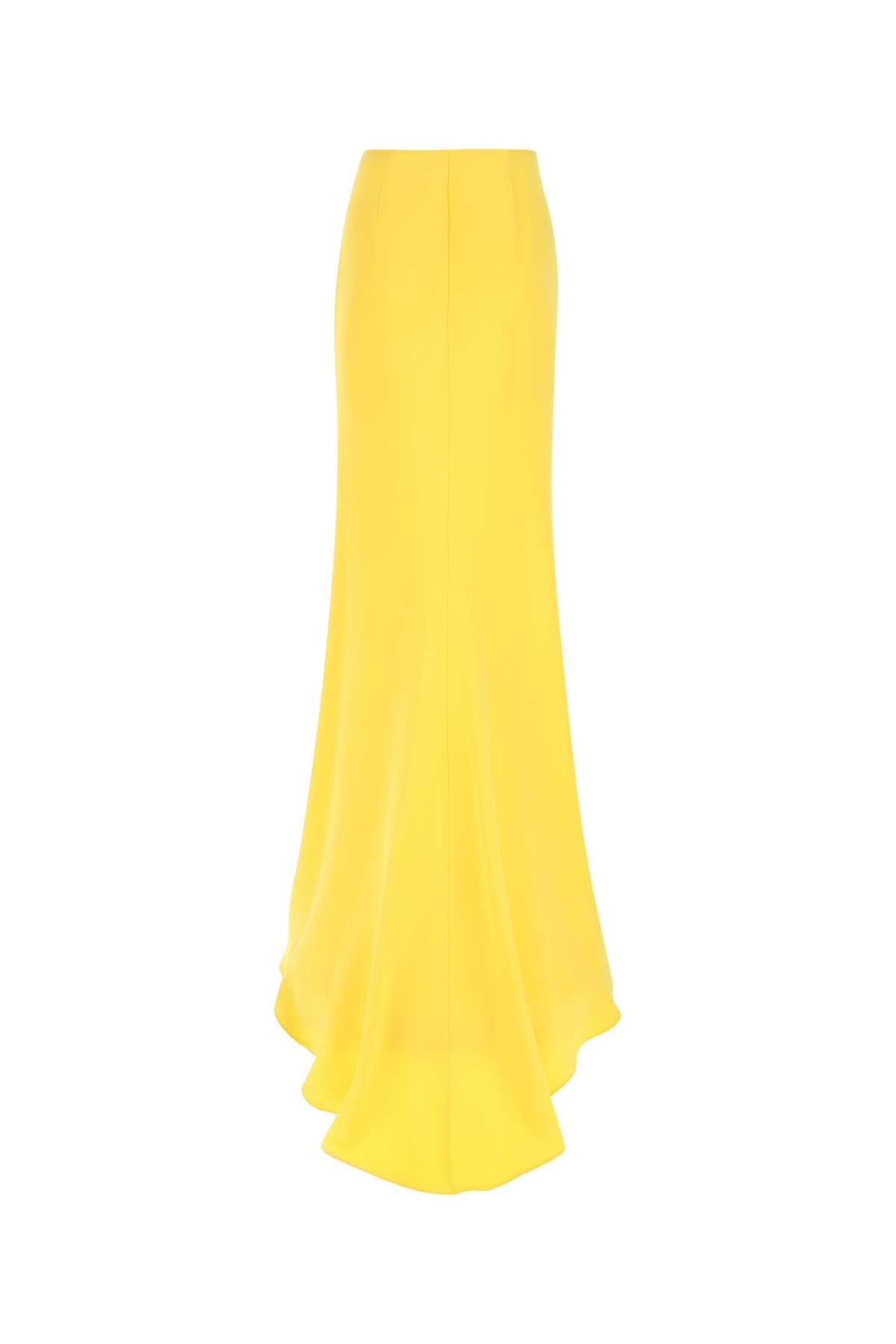 Shop Valentino Yellow Crepe Skirt