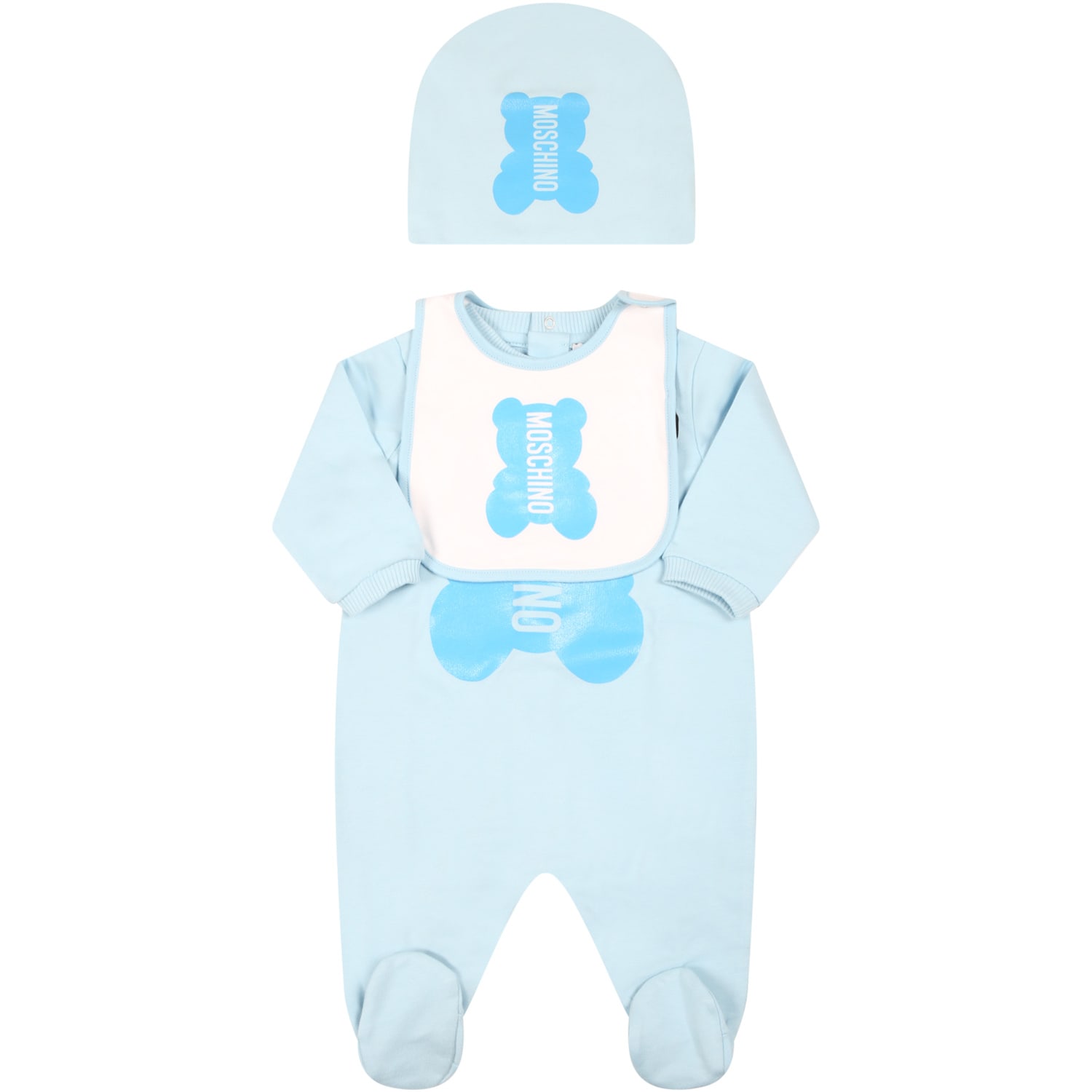 Moschino Light-blue Set For Baby Boy With Logo