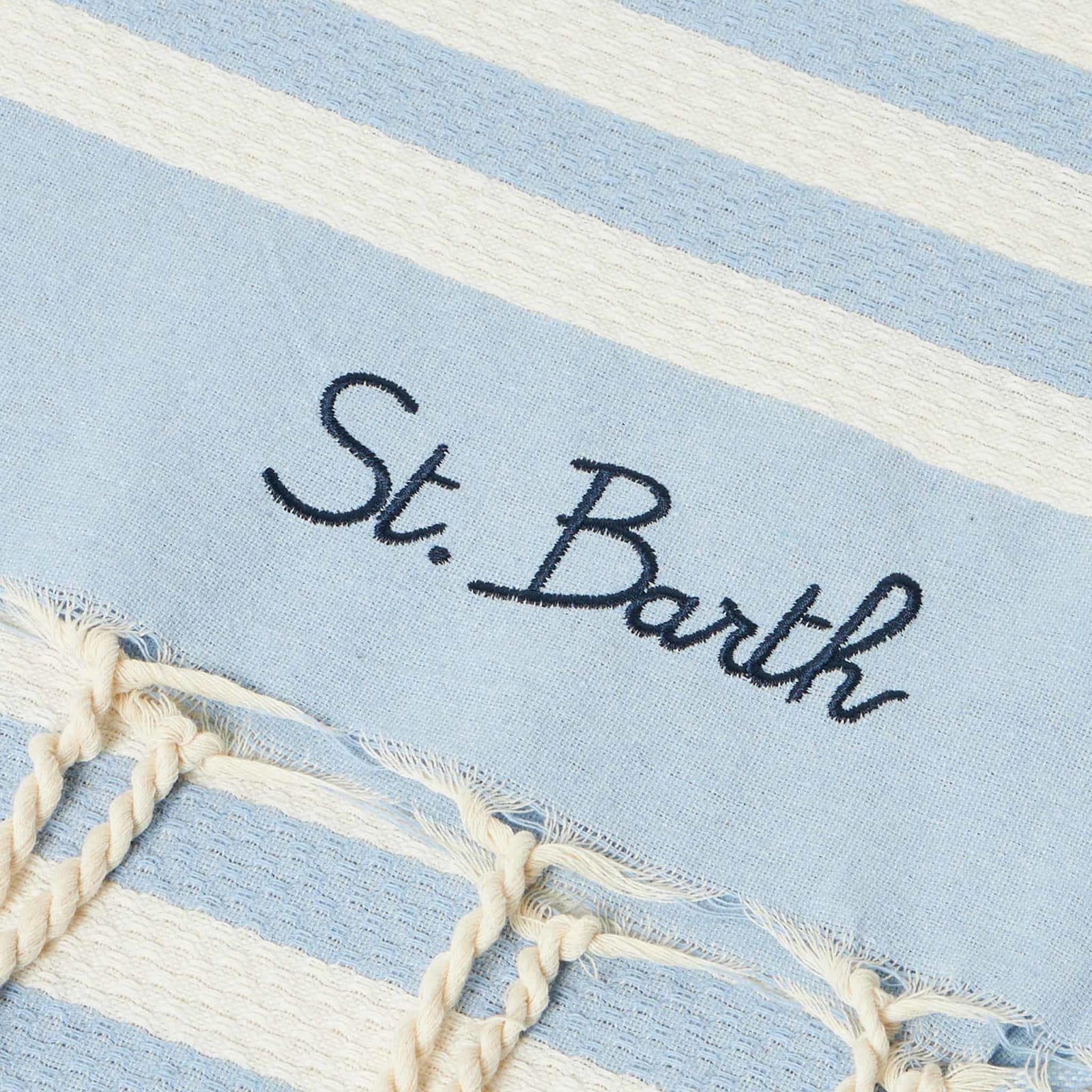 Shop Mc2 Saint Barth Fouta Classic Honeycomb With Striped In Sky