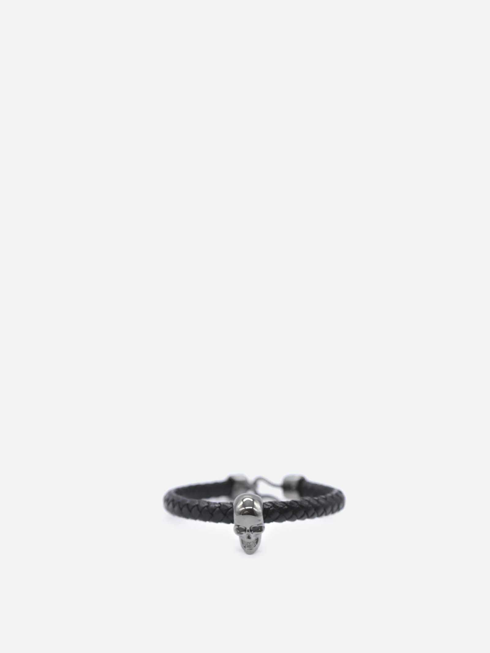 Alexander McQueen Leather Bracelet With Maxi Skull