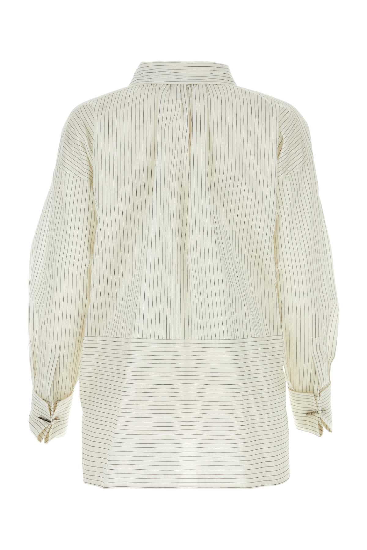 Shop Max Mara Embroidered Cotton Blend Saletta Blouse In Bianconero