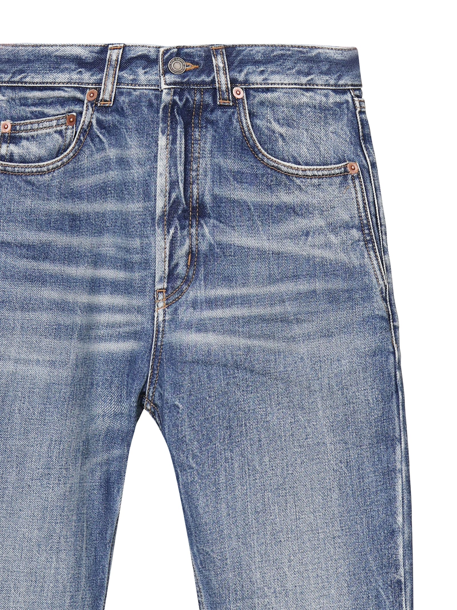 Shop Saint Laurent 90s High Waist Slim Fit Jeans In Blue