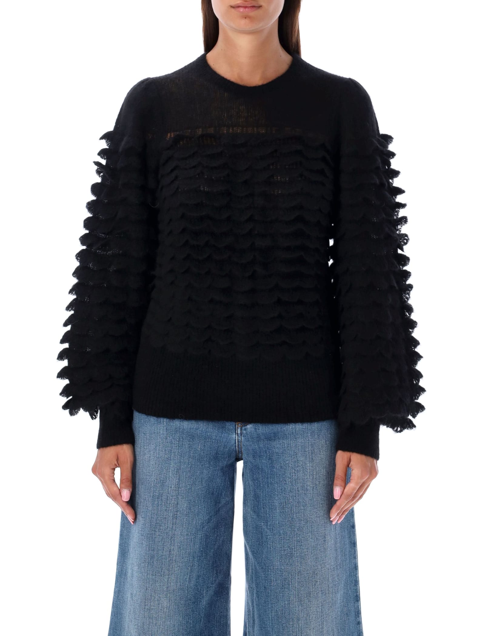 Zimmermann Luminosity Scallop Sweater In Black