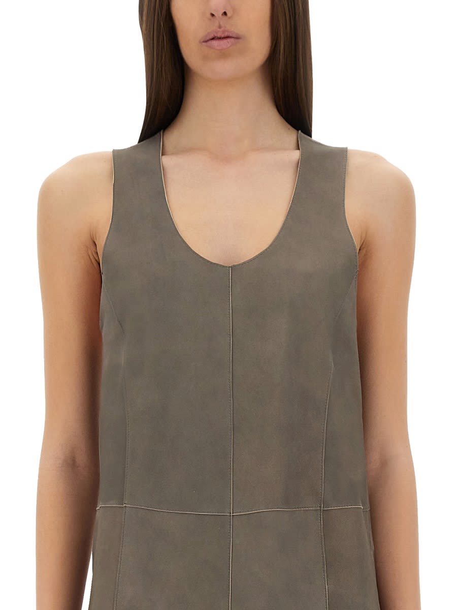 Shop Alysi Suede Dress In Grey