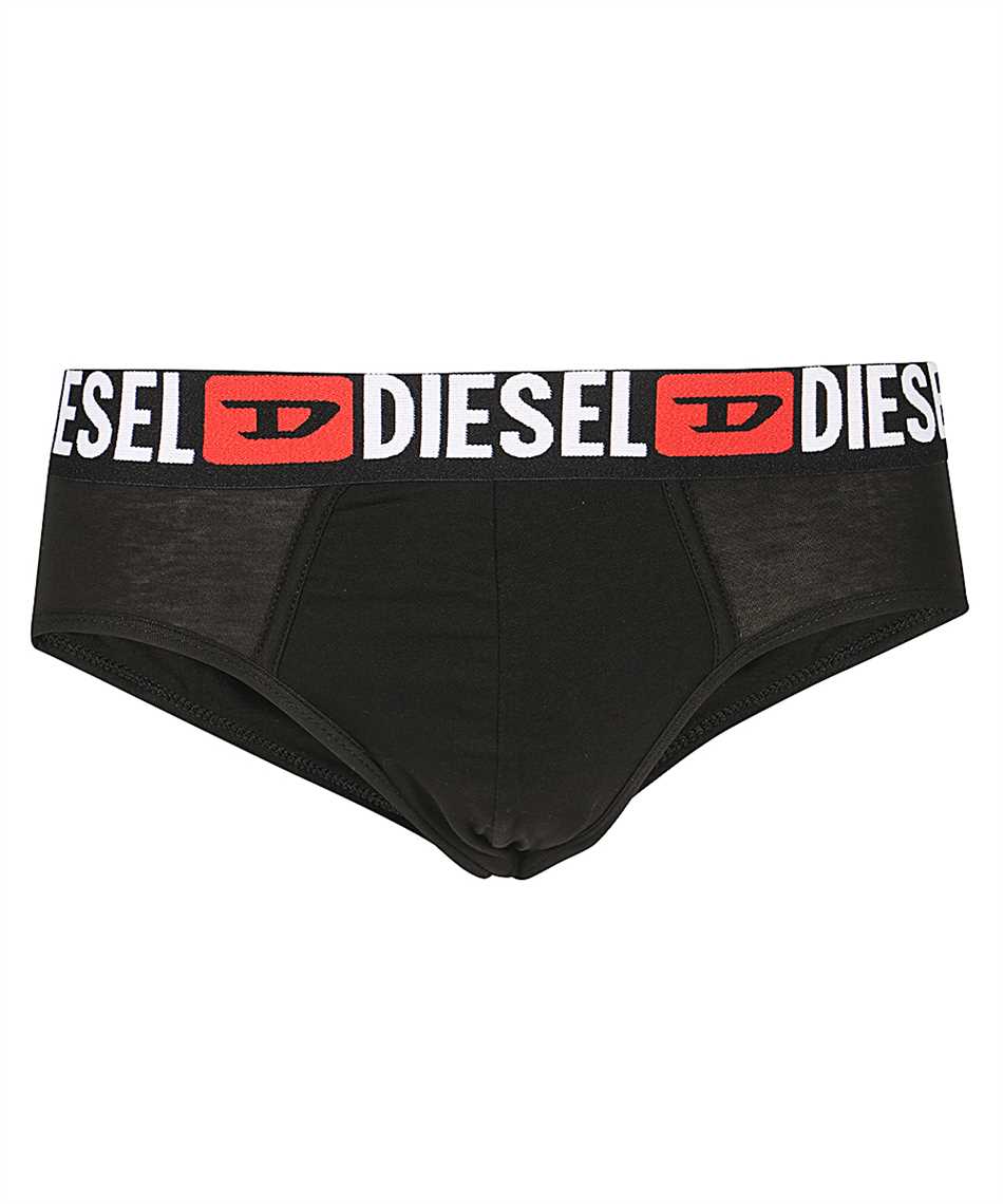 Diesel Set Of Three Cotton Briefs With Logoed Elastic Band In Gray