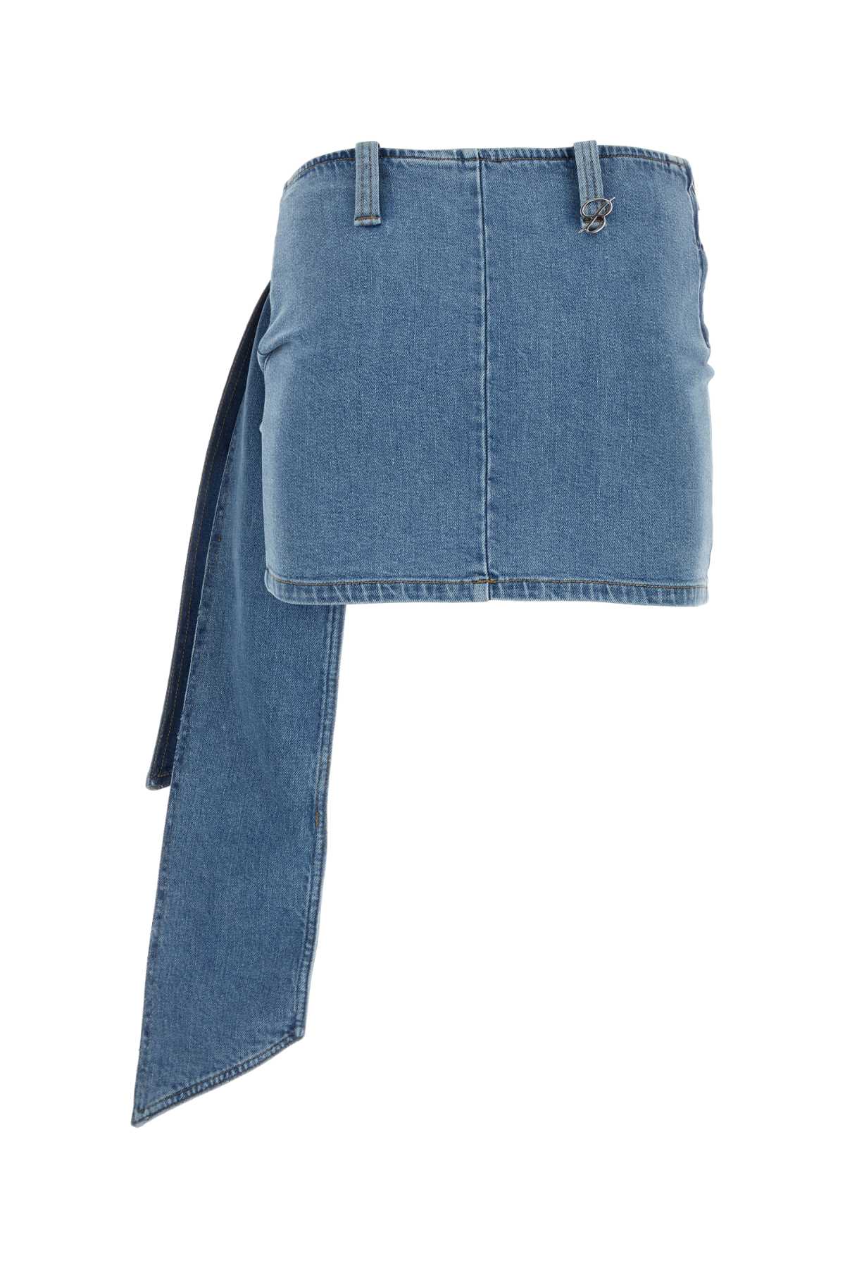 Blumarine Stretch Denim Mini Skirt In Blue