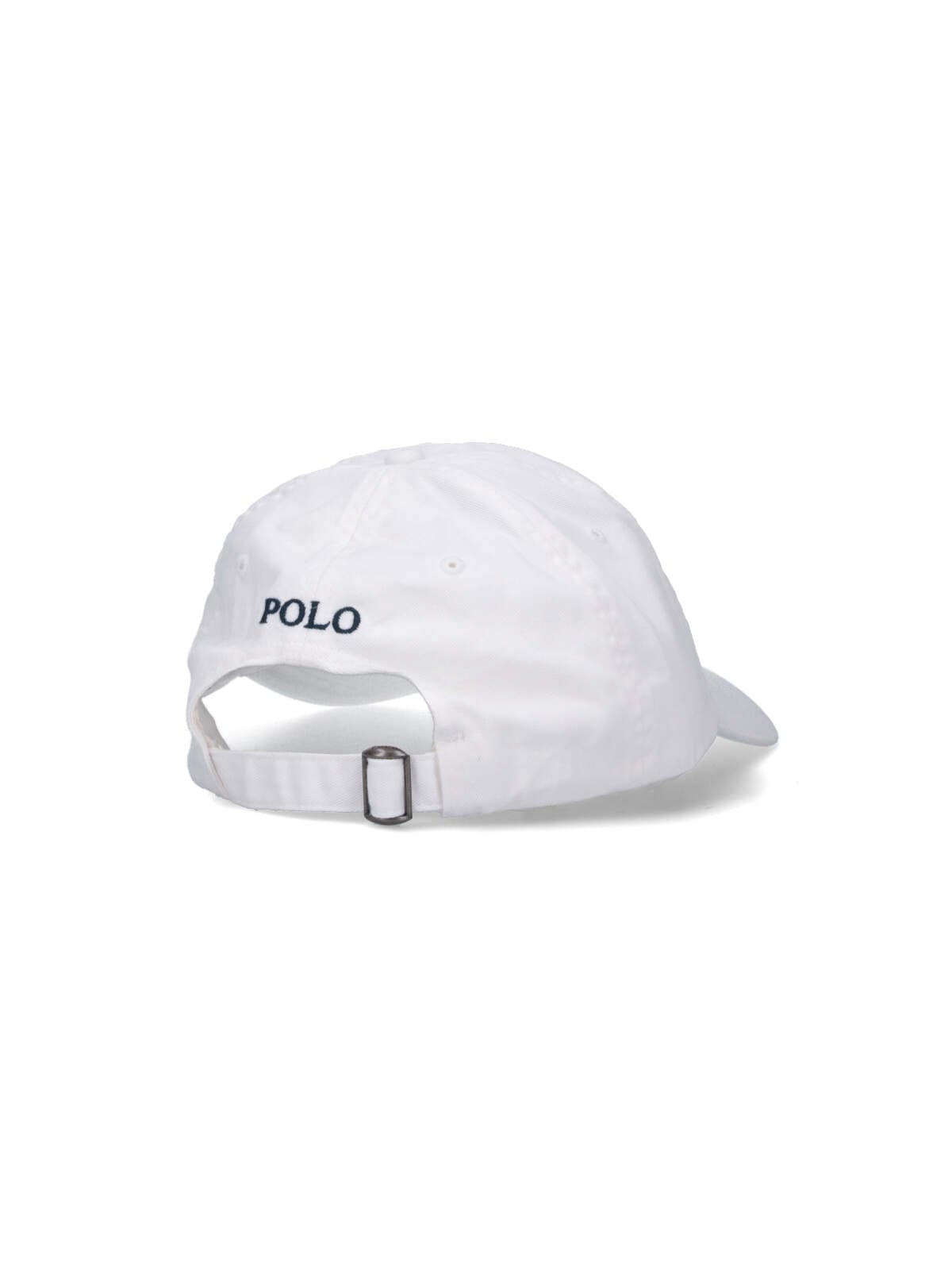 Shop Polo Ralph Lauren Logo Baseball Hat Hat In White/navy