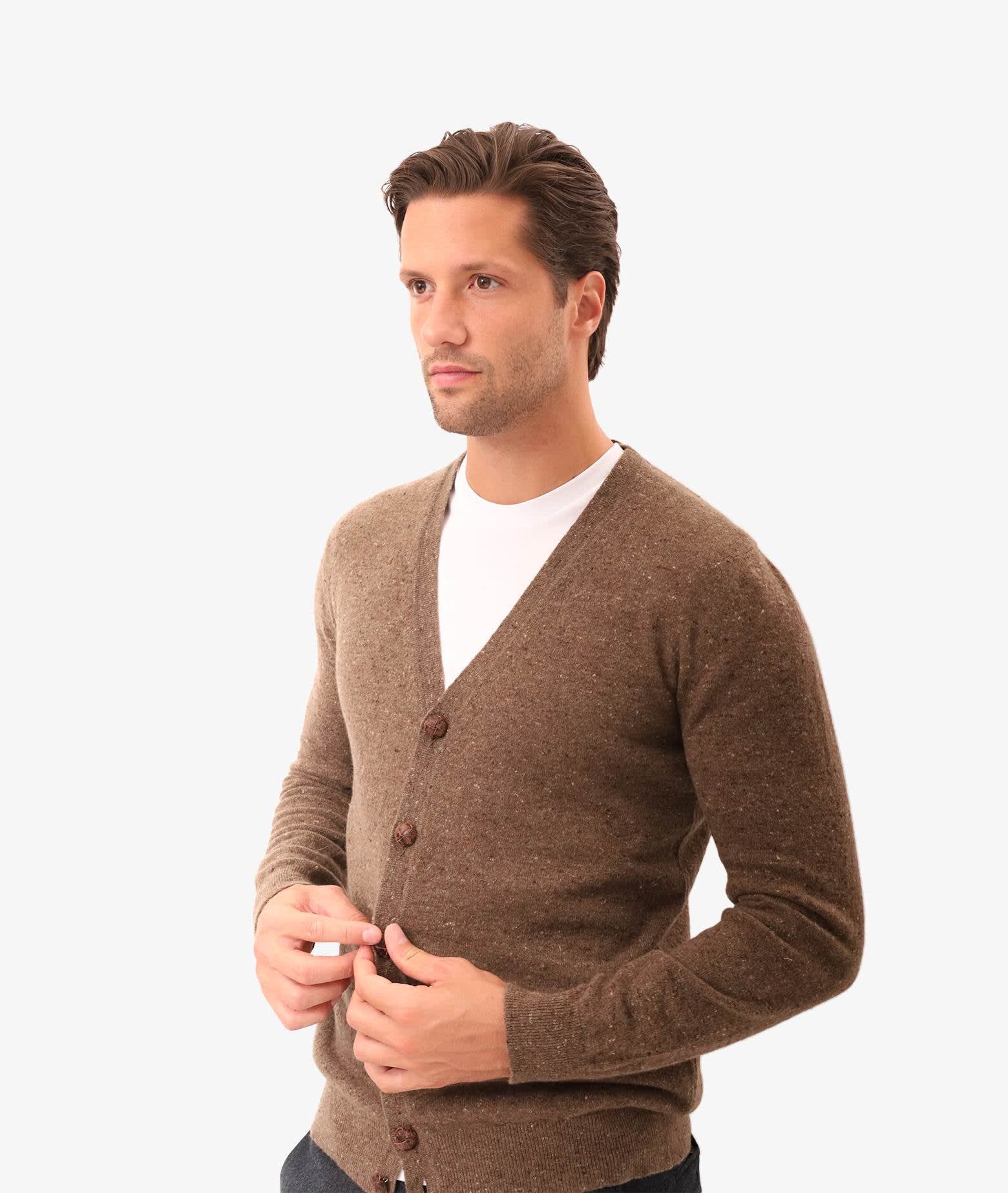 Shop Larusmiani Cardigan Merino Sweater In Brown