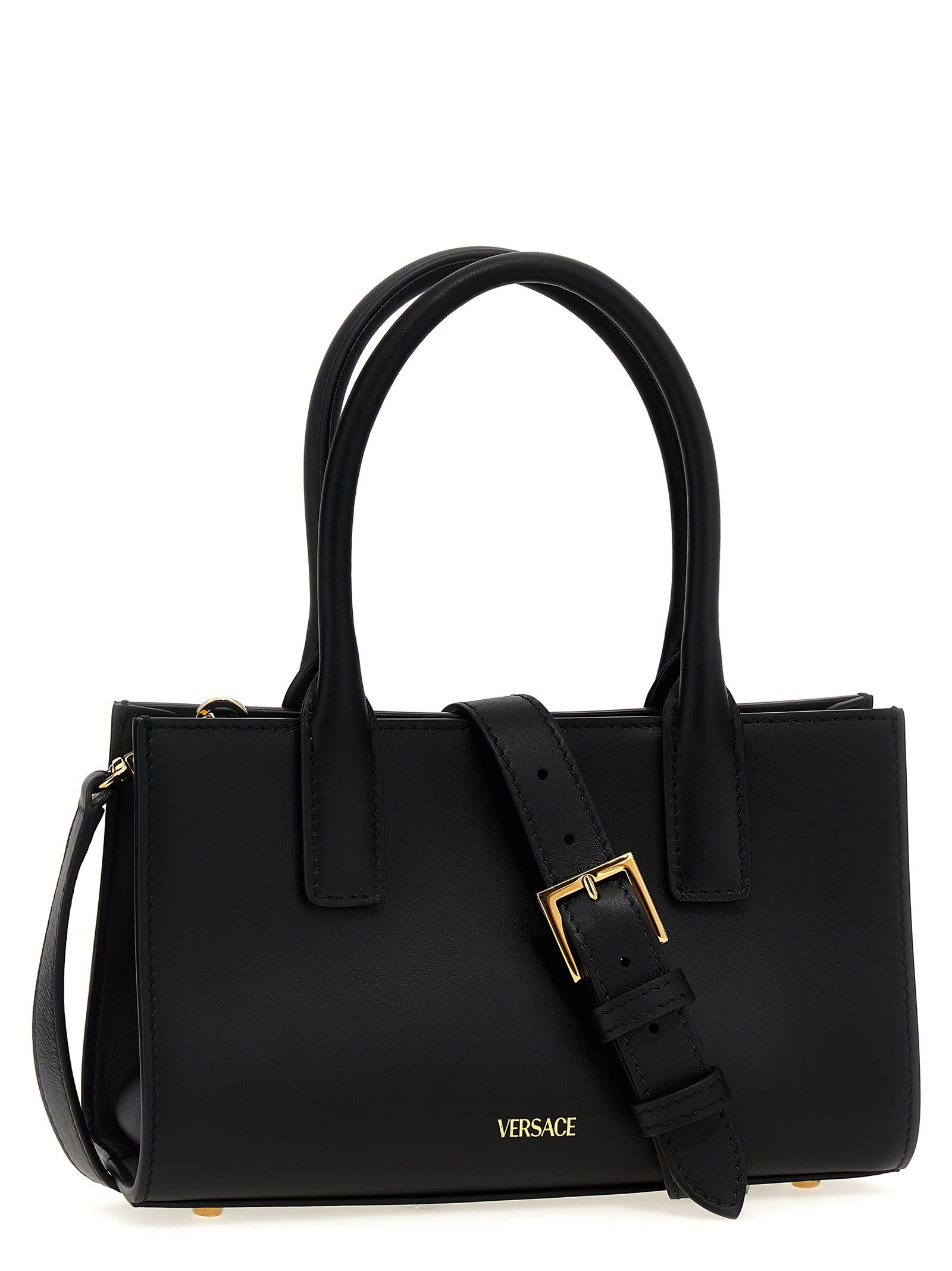 Shop Versace Medusa 95 Small Shopping Bag In Black