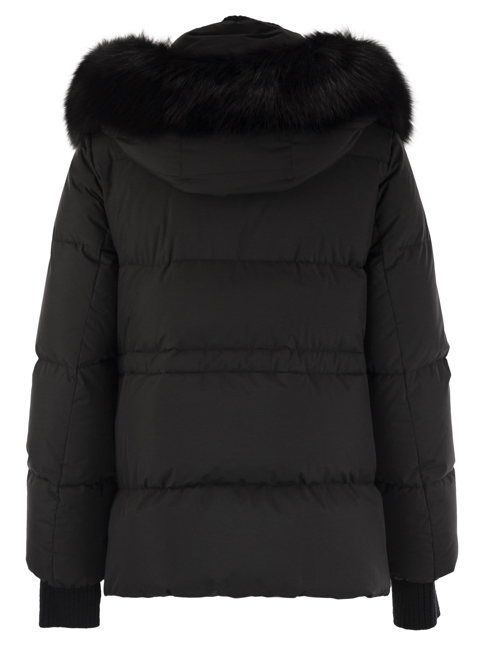 Moorer Quilted Jacket With Removable Fur Hood In Black