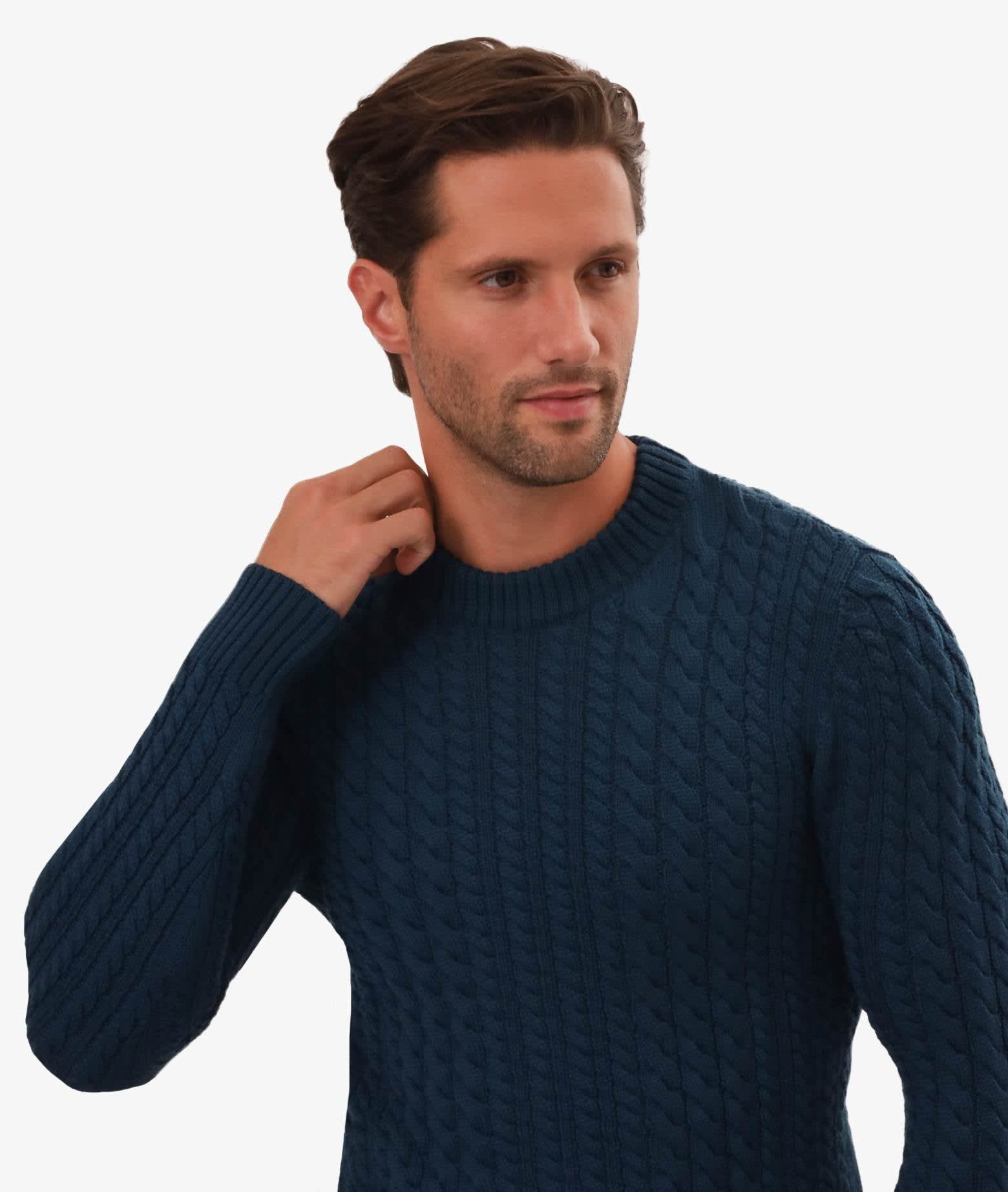 Larusmiani Cable Knit Sweater Col Du Pillon Sweater In Teal