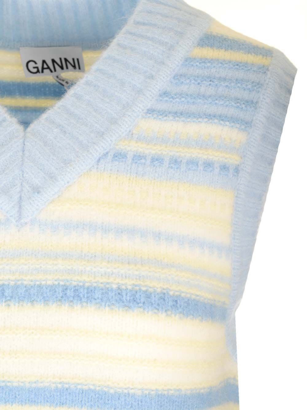 Shop Ganni Wool Vest In Clear Blue