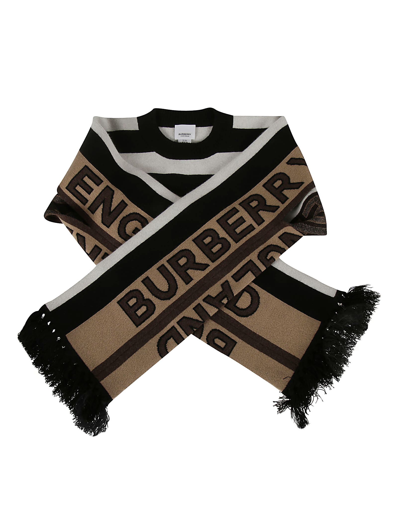Burberry Football Scarf In Bridle Brown