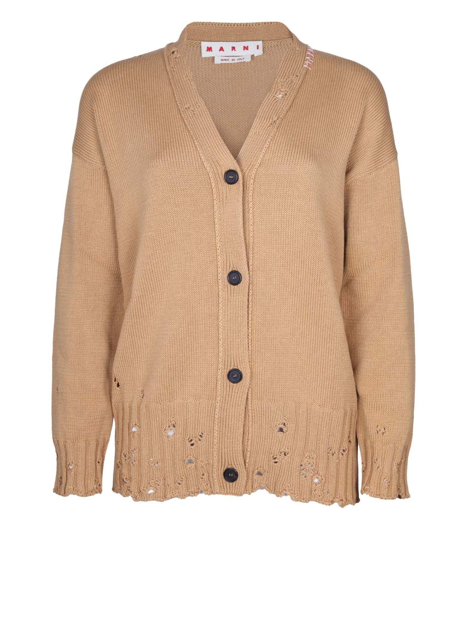 MARNI CARDIGAN IN CAMEL COLOR COTTON 