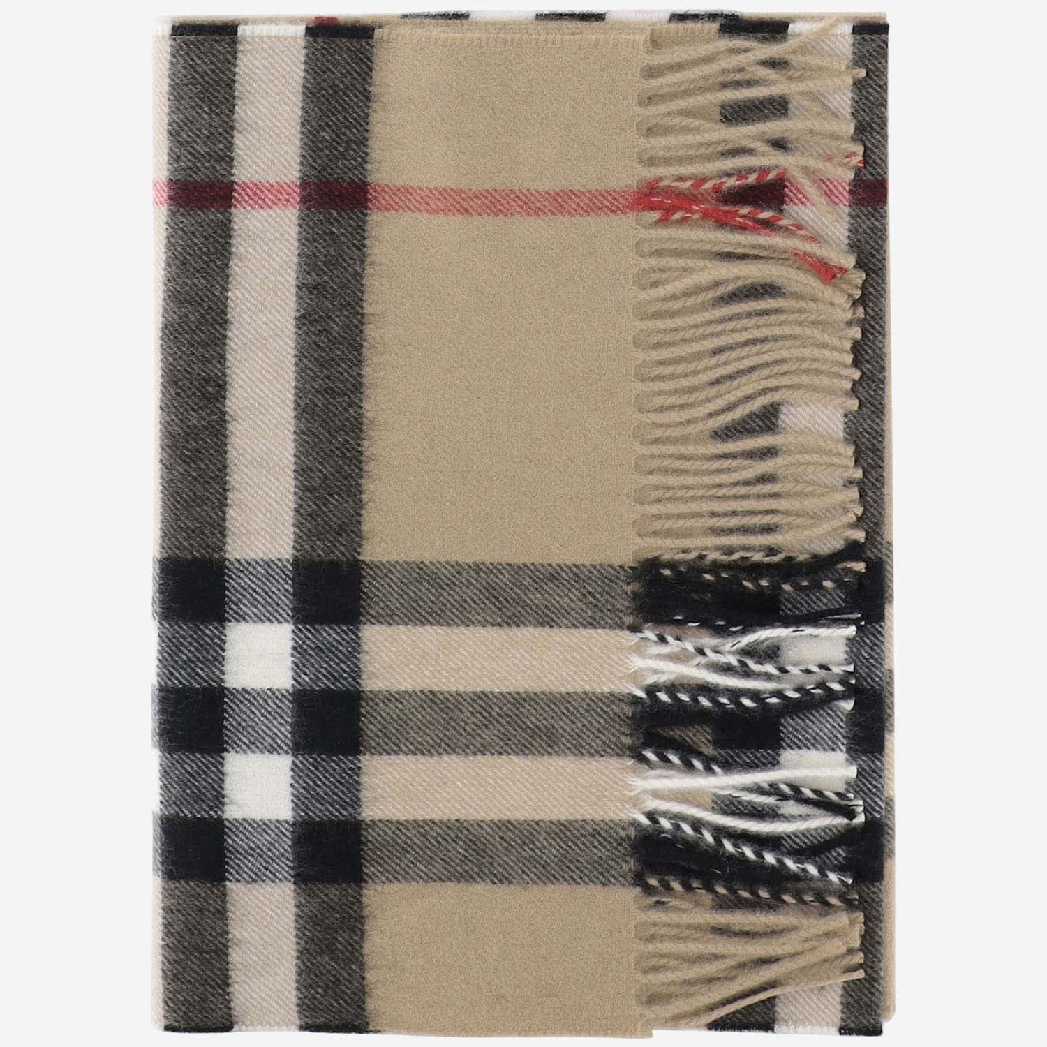 Shop Burberry Cashmere Check Scarf In Beige