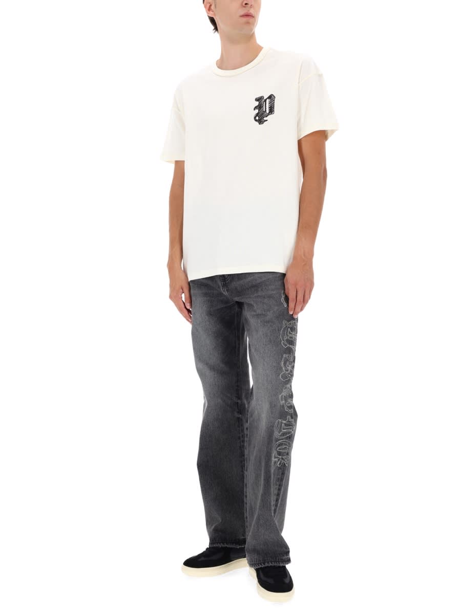 Purple Brand Pants Traced Gothic Wordmark In Black