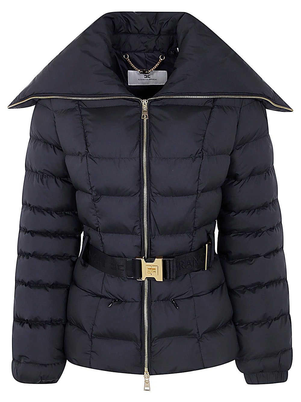 Short Down Jacket With Belt