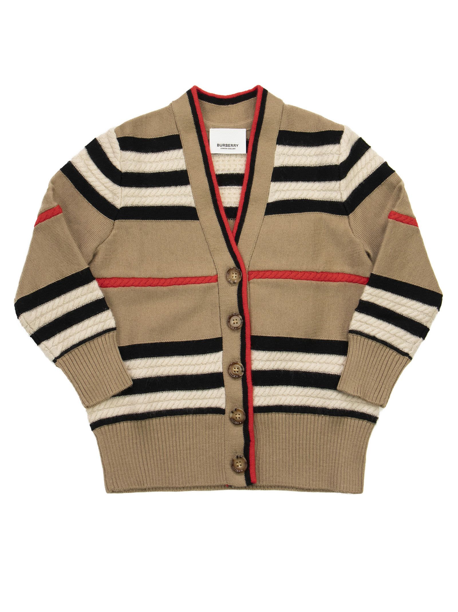 Burberry Leeta - Wool And Cashmere Cardigan With Iconic Striped Pattern