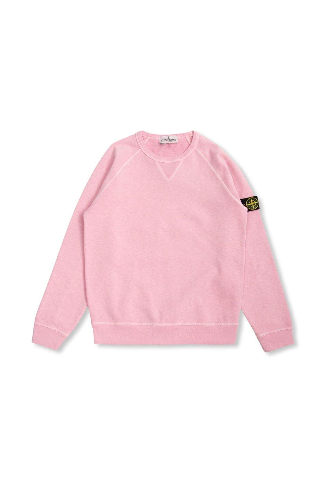 Shop Stone Island Junior Compass-patch Crewneck Sweatshirt In Pink